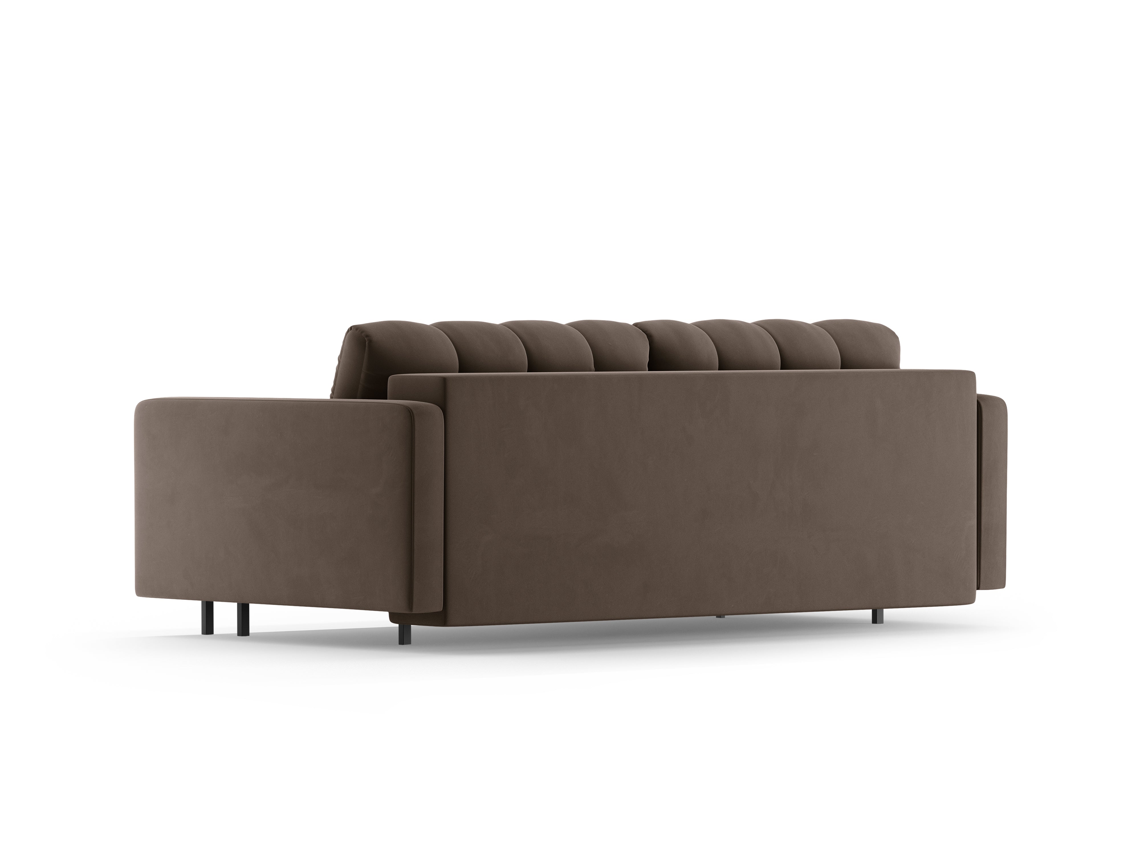 Samtsofa 3-Sitzer mit Schlaffunktion BALI schokolade mit schwarzem Fuß