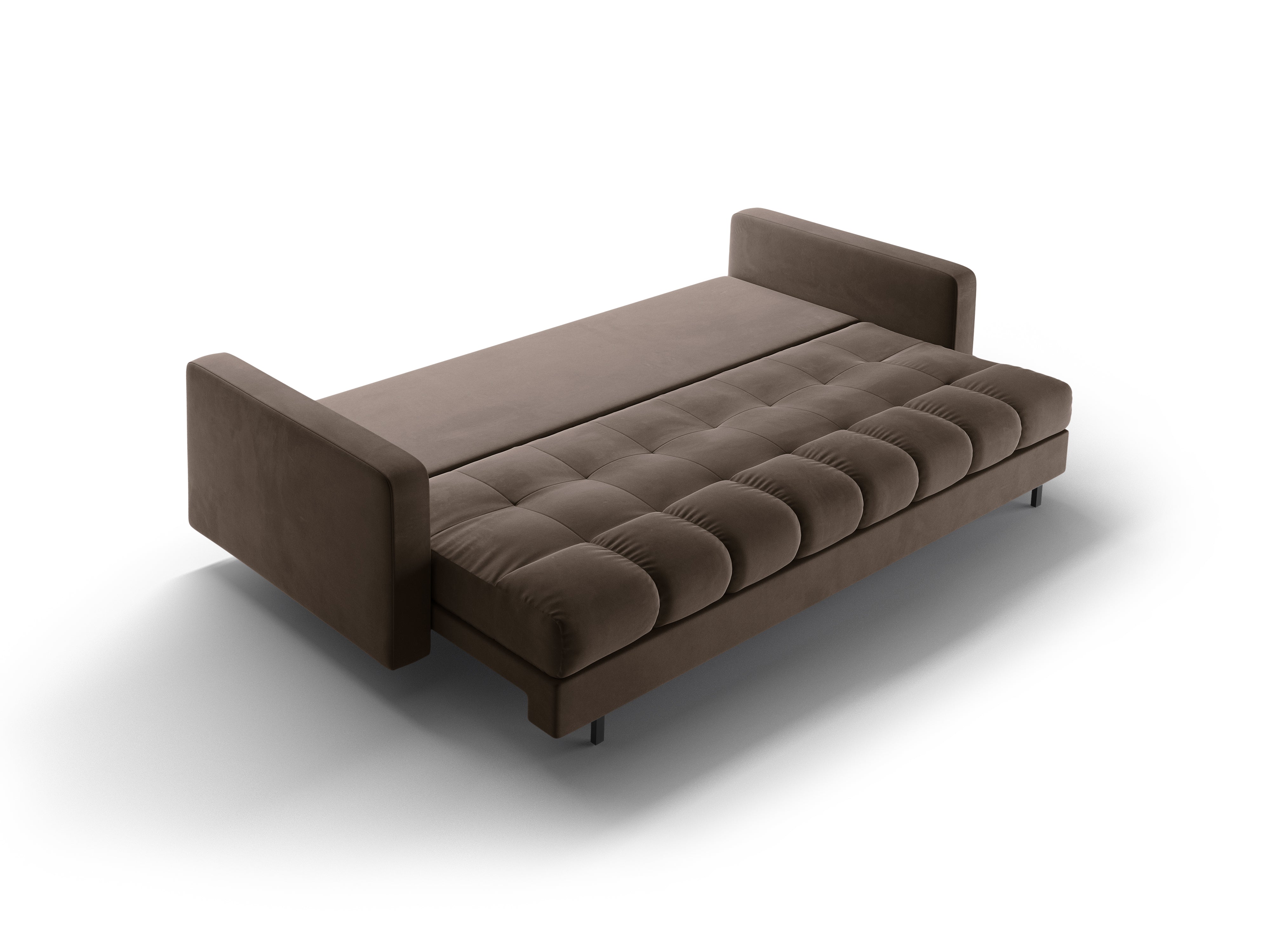 Samtsofa 3-Sitzer mit Schlaffunktion BALI schokolade mit schwarzem Fuß