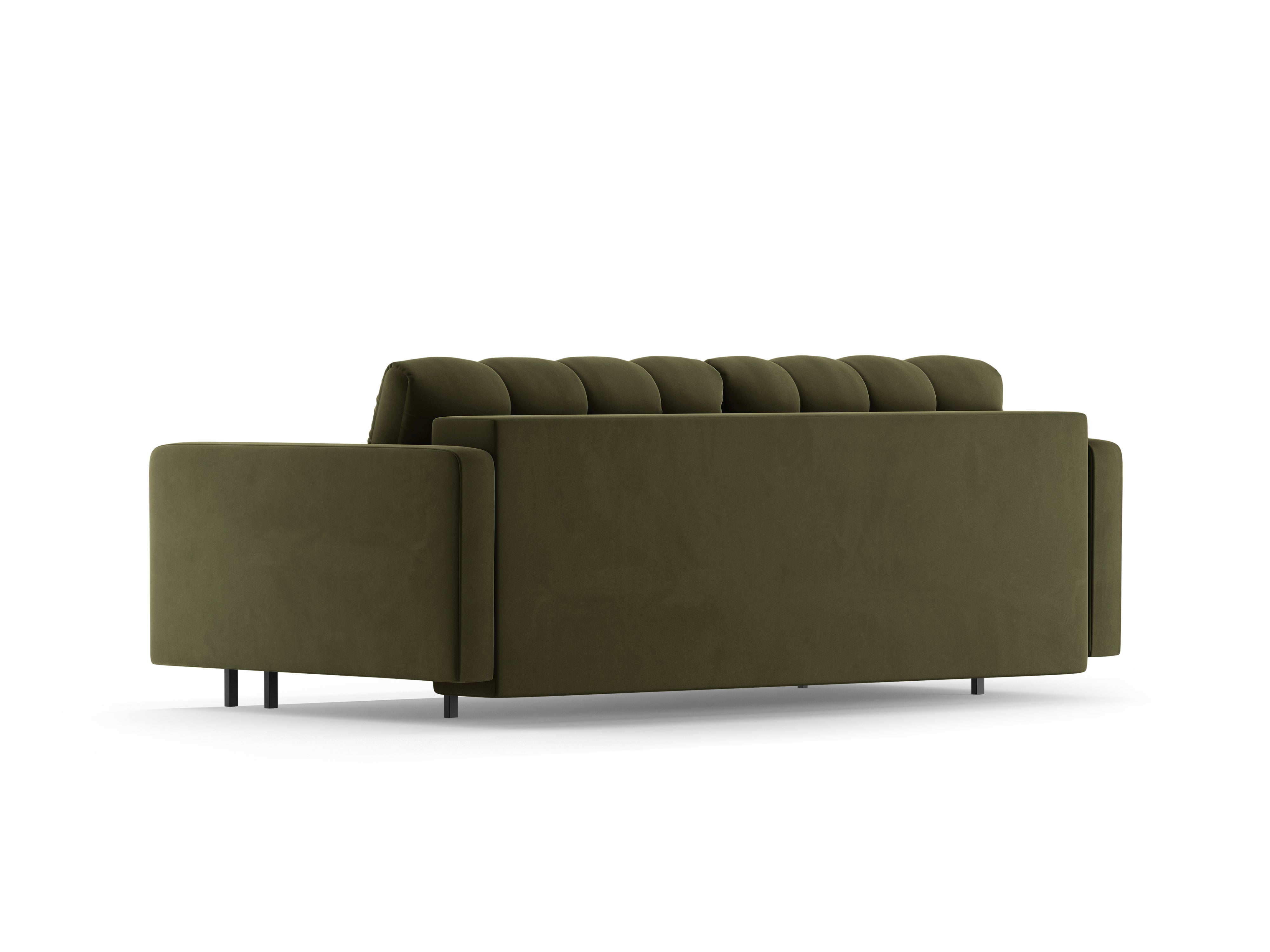 Samt 3-Sitzer Sofa mit Schlaffunktion BALI grün mit schwarzem Gestell