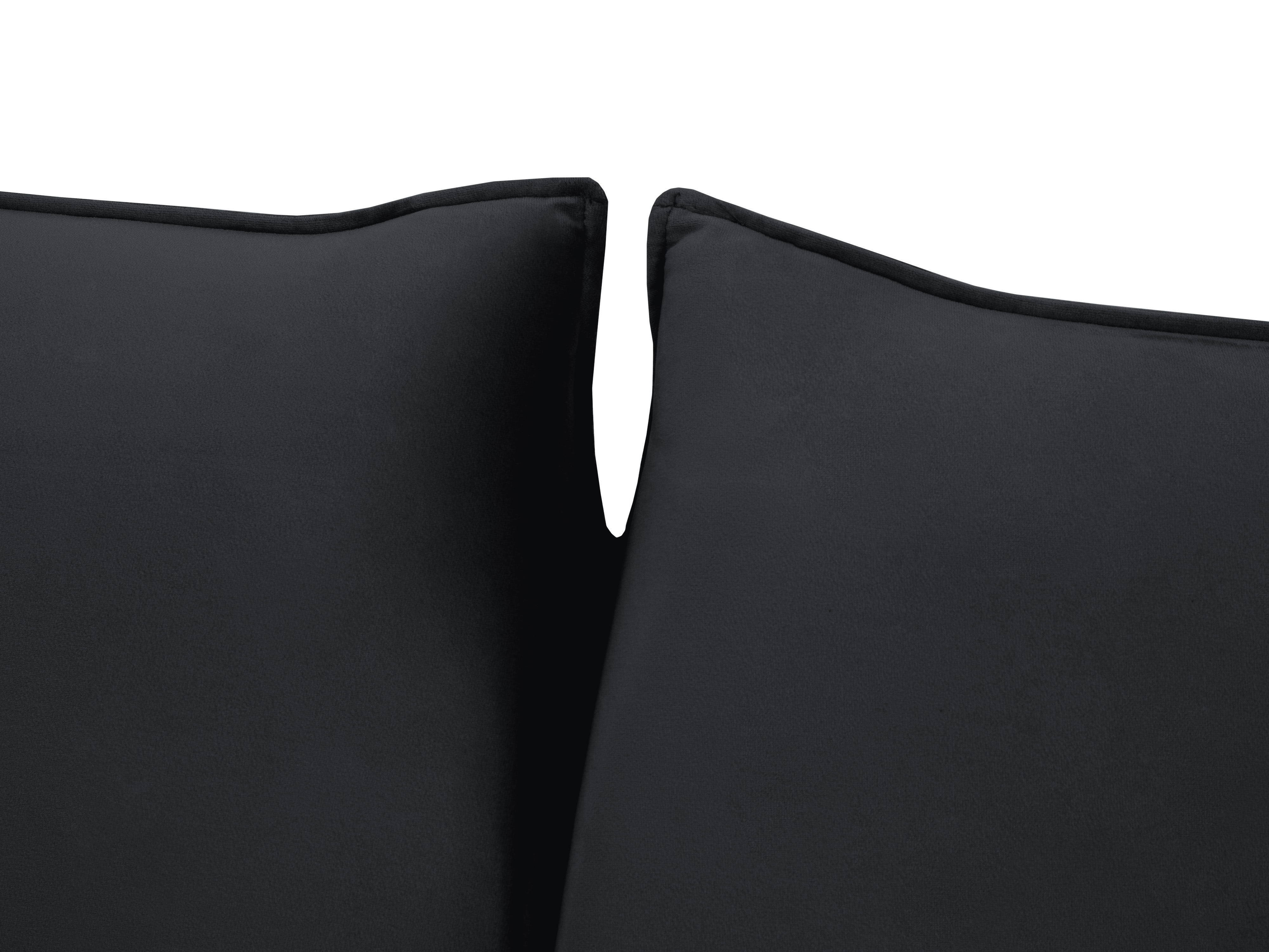 VIENNA Black Velvet 6-Seater Panoramic Sofa with Black Base