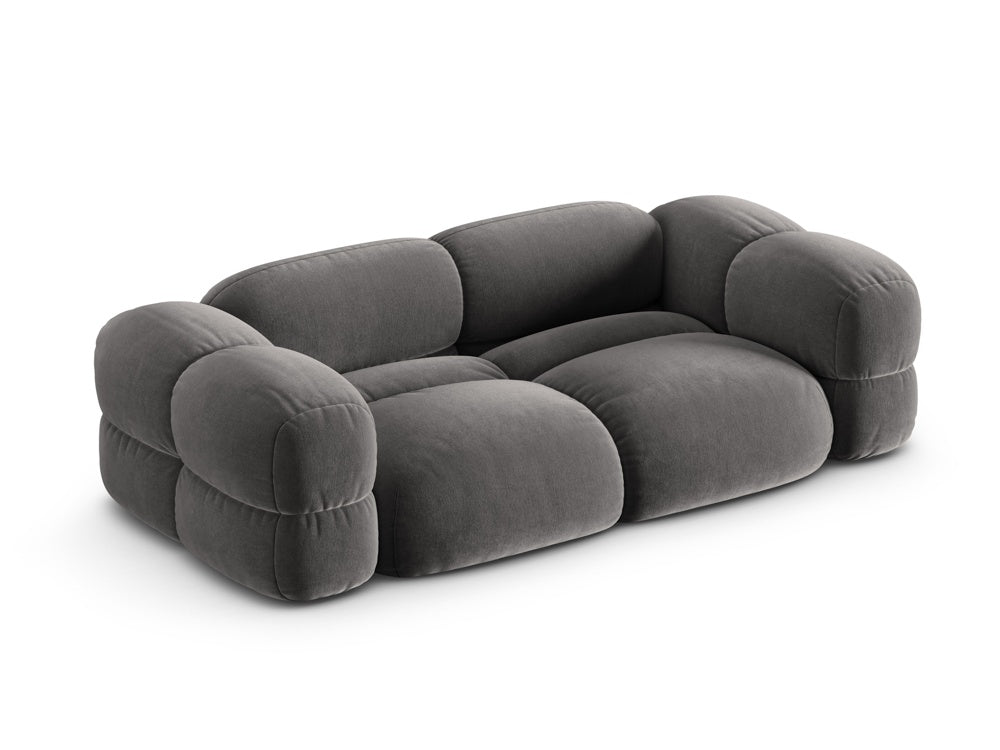 LORETTO gray velvet 3-seater sofa