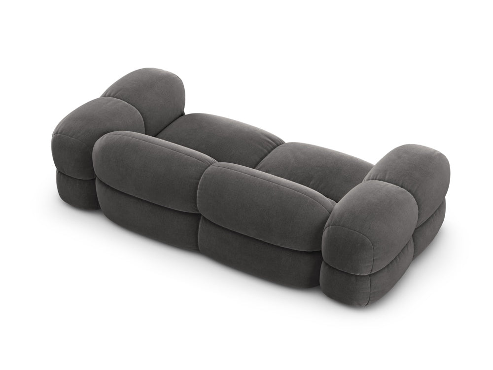 LORETTO gray velvet 3-seater sofa