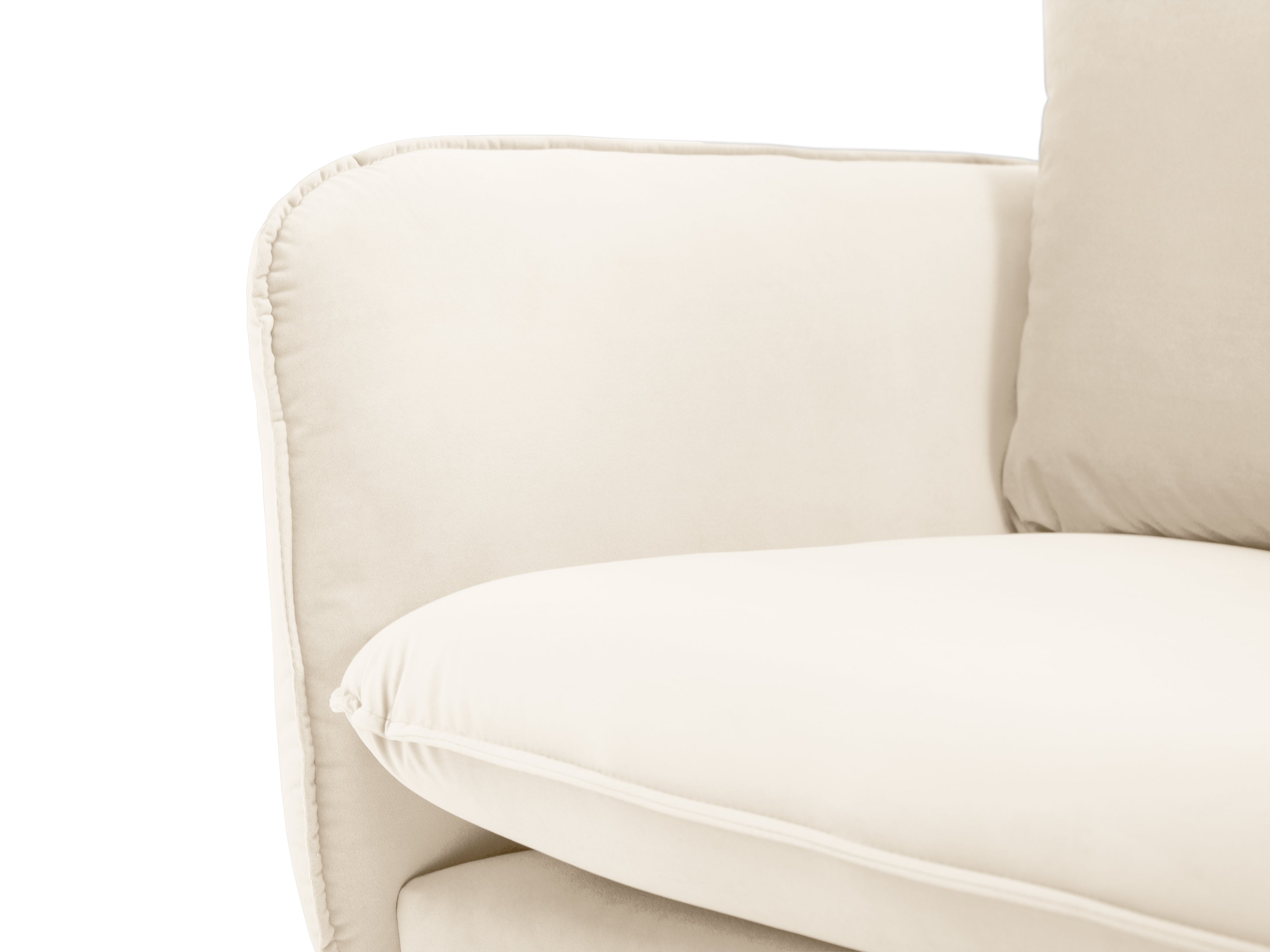 Velvet 3-seater Sofa VIENNA beige with a gold base