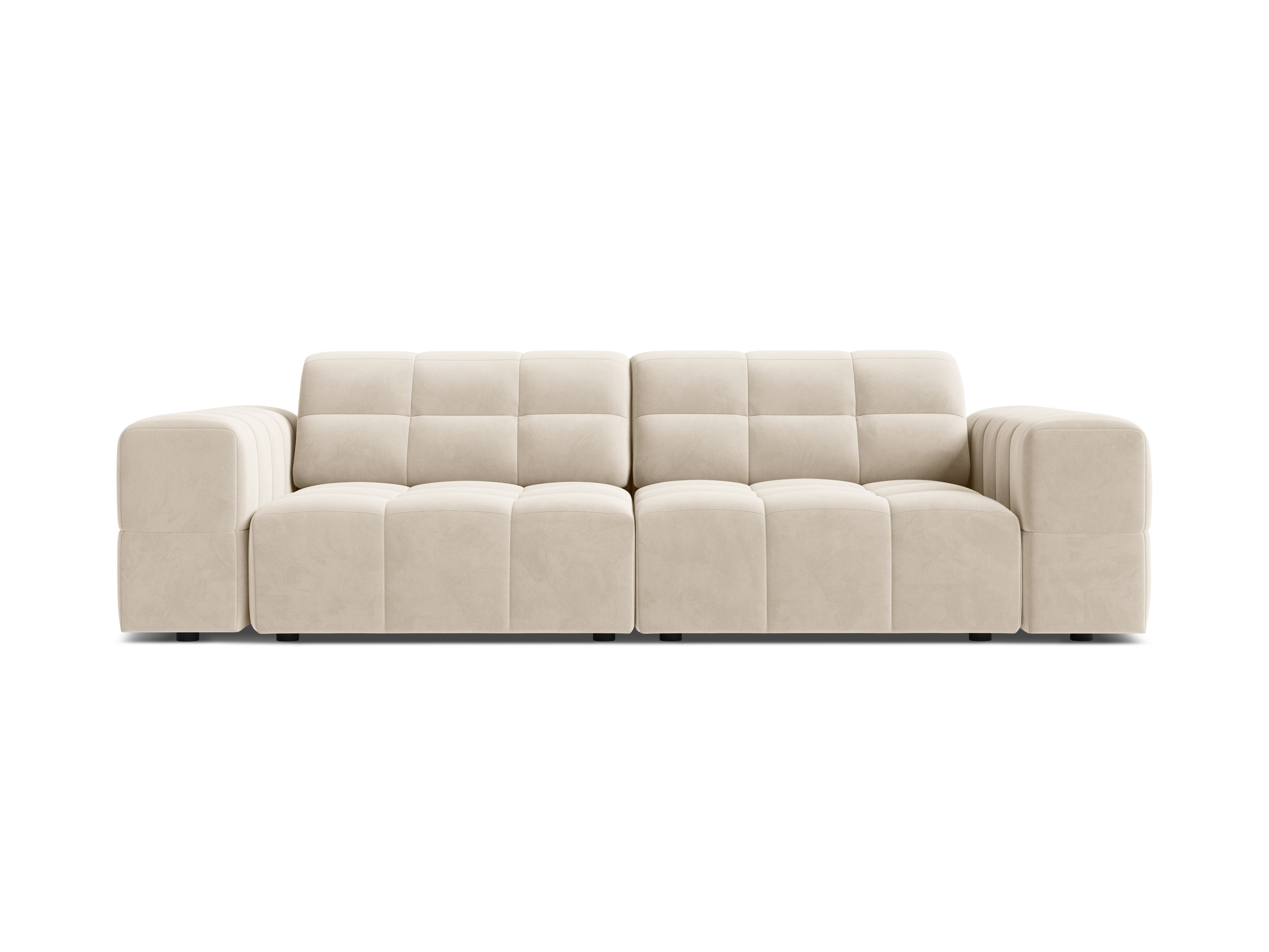 Sofa aksamitna 3-osobowa CHICAGO jasnobeżowy – Cosmopolitan Design