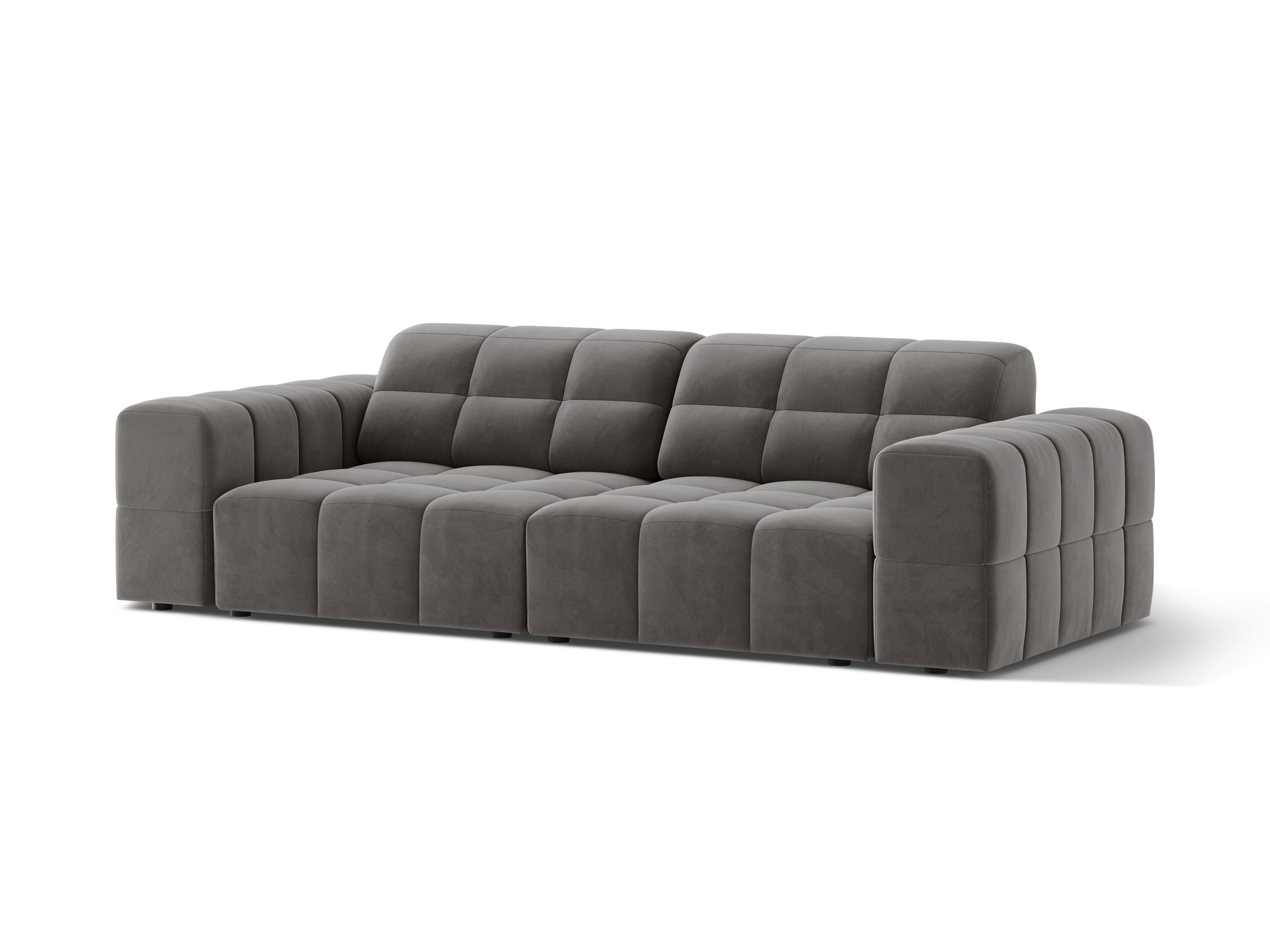 Sofa aksamitna 3-osobowa CHICAGO szary do salonu