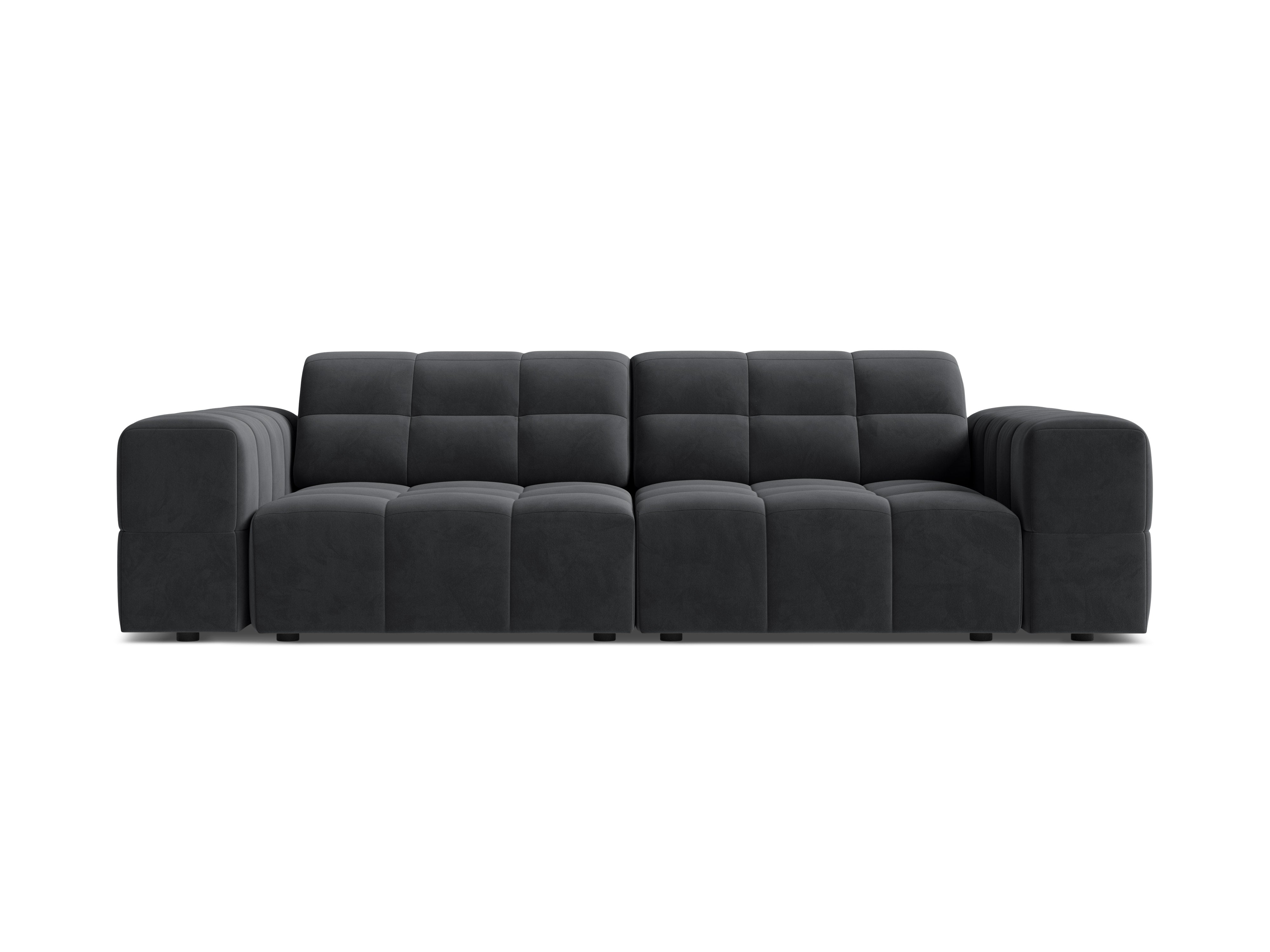 Sofa aksamitna 3-osobowa CHICAGO ciemnoszary – Cosmopolitan Design