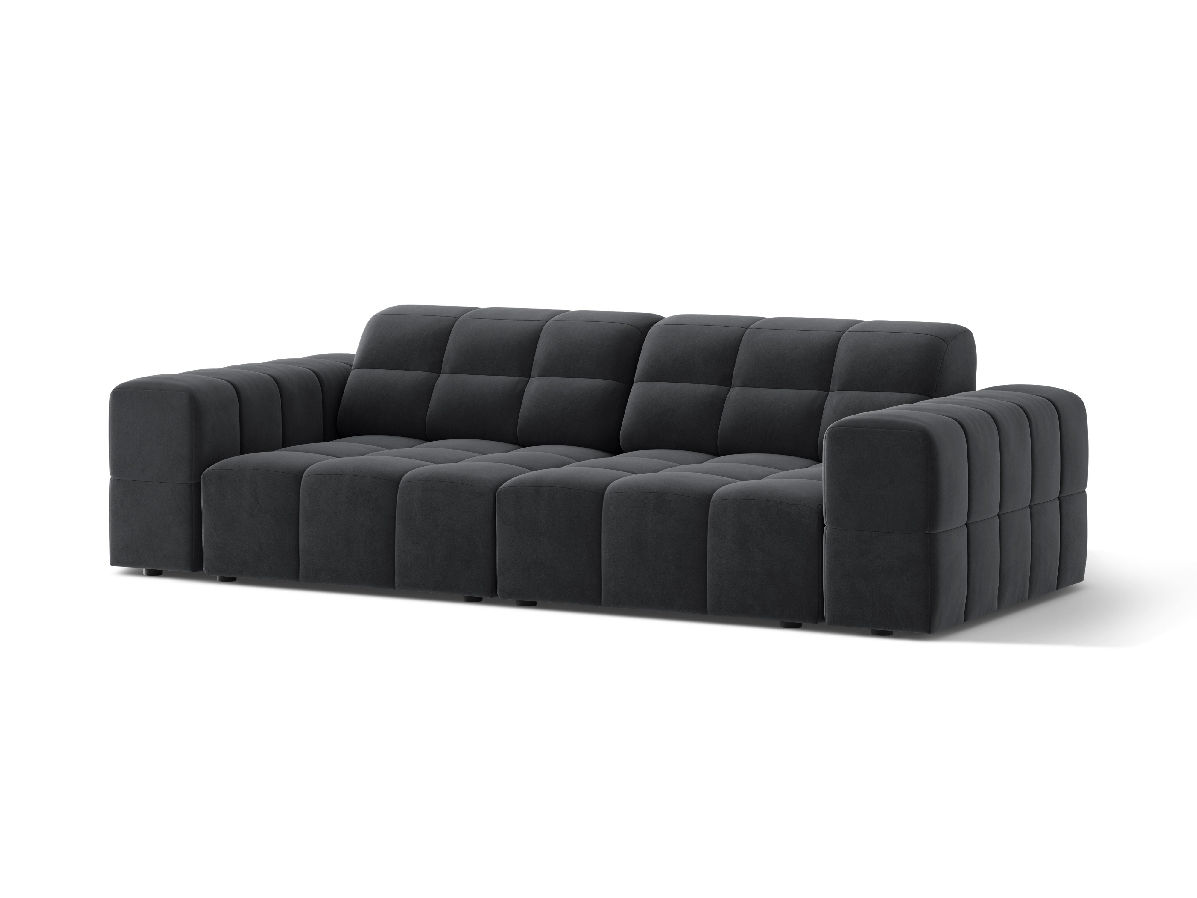 Sofa aksamitna 3-osobowa CHICAGO ciemnoszary do salonu