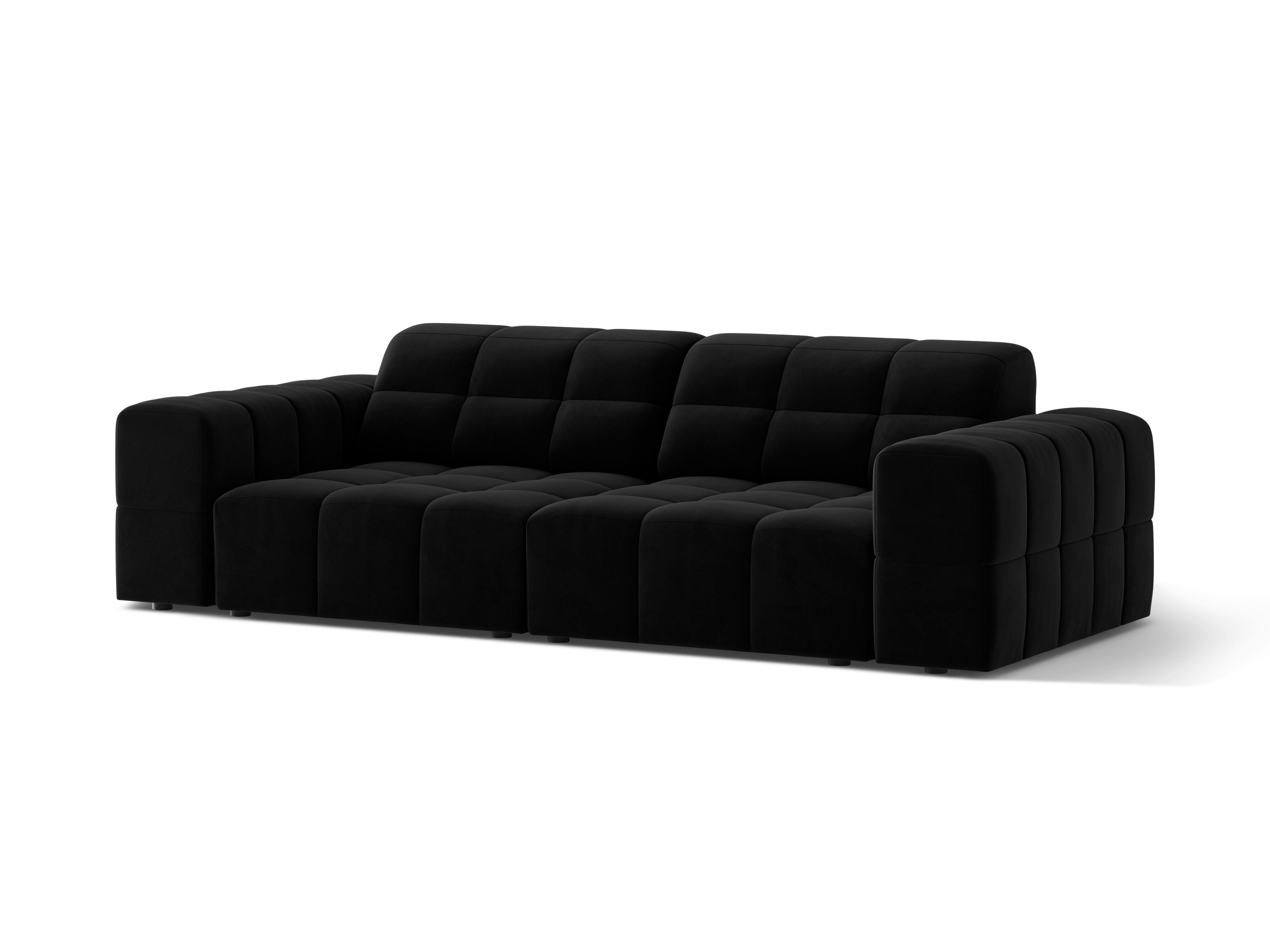 Black 3-seater velvet sofa