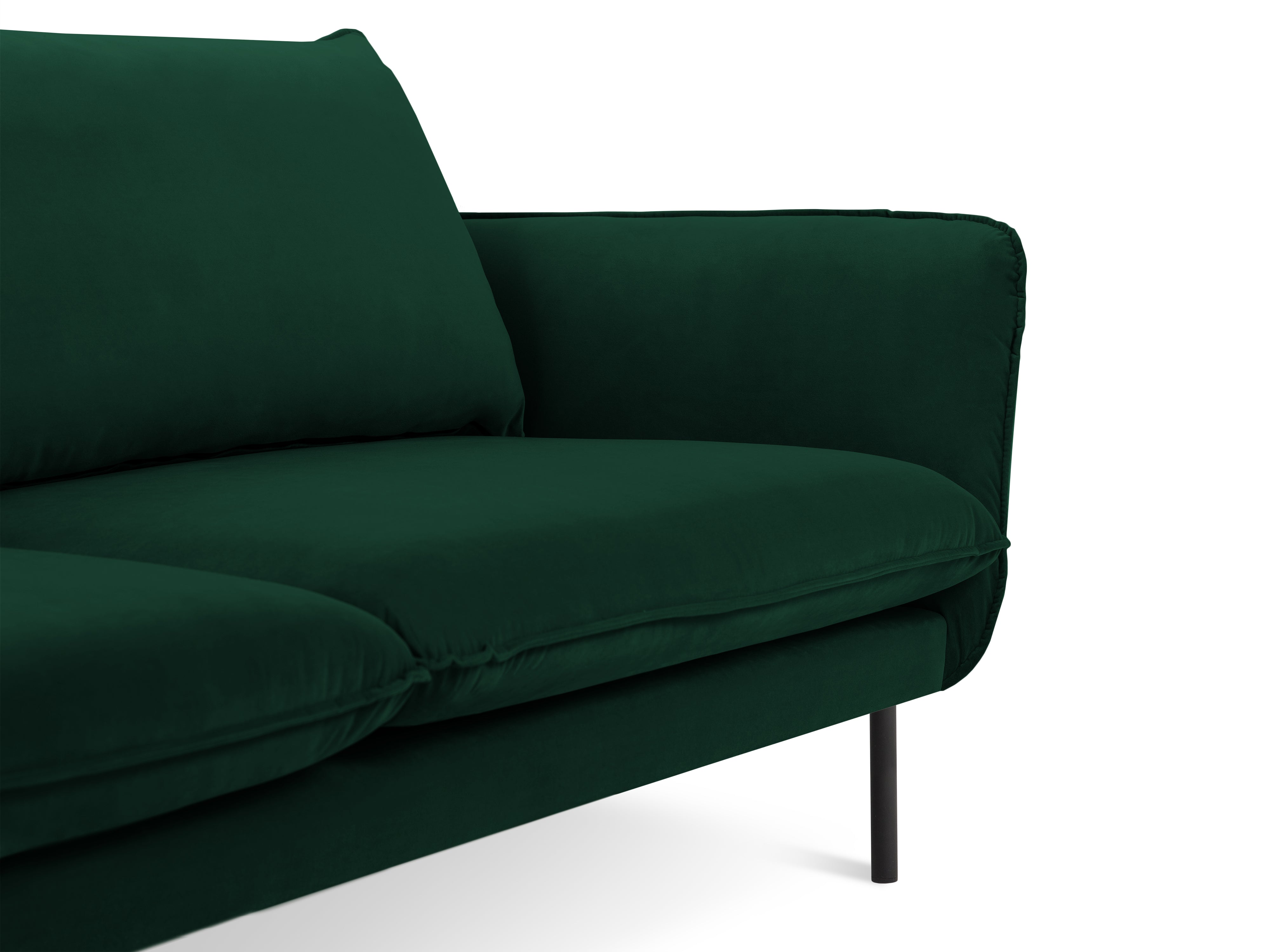 Velvet sofa 3-seater VIENNA bottle green with black base
