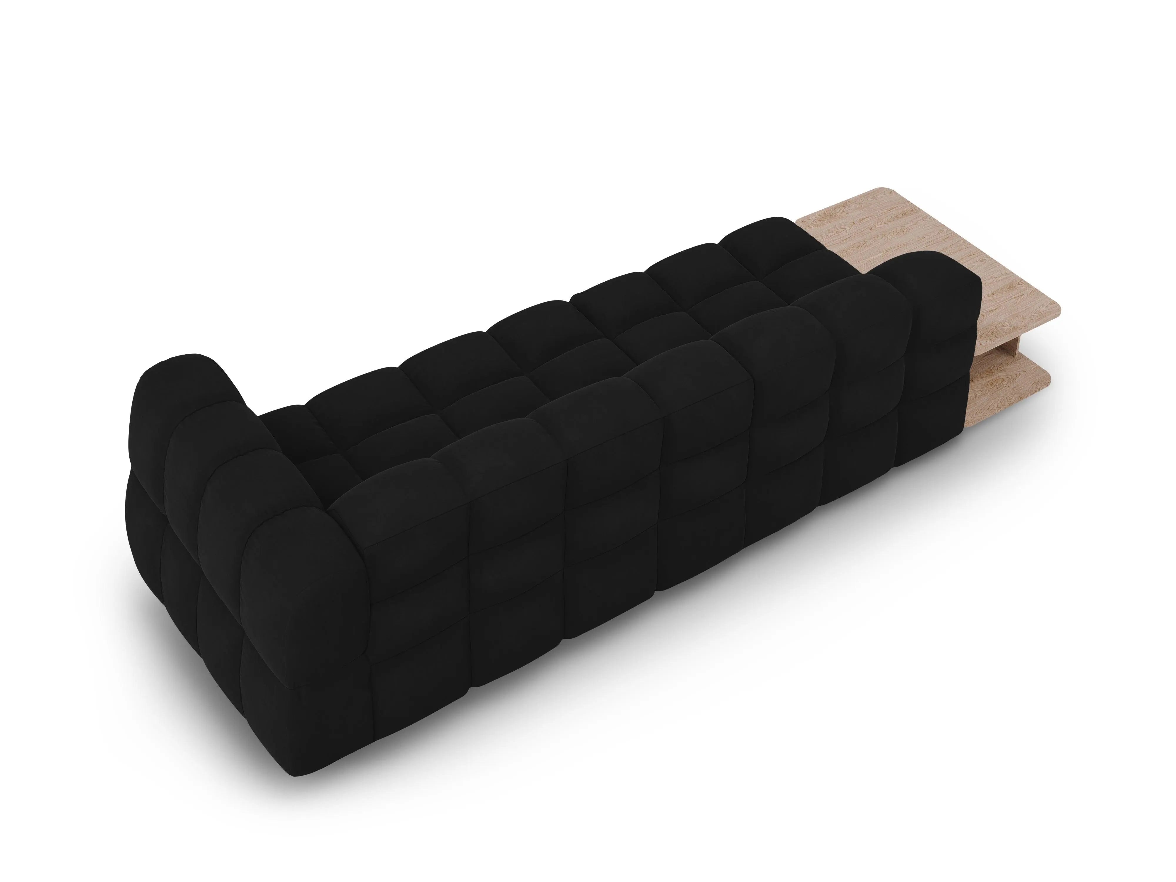 Sofa aksamitna lewostronna 4-osobowa otwarta ze stolikiem SKY czarny – Cosmopolitan Design