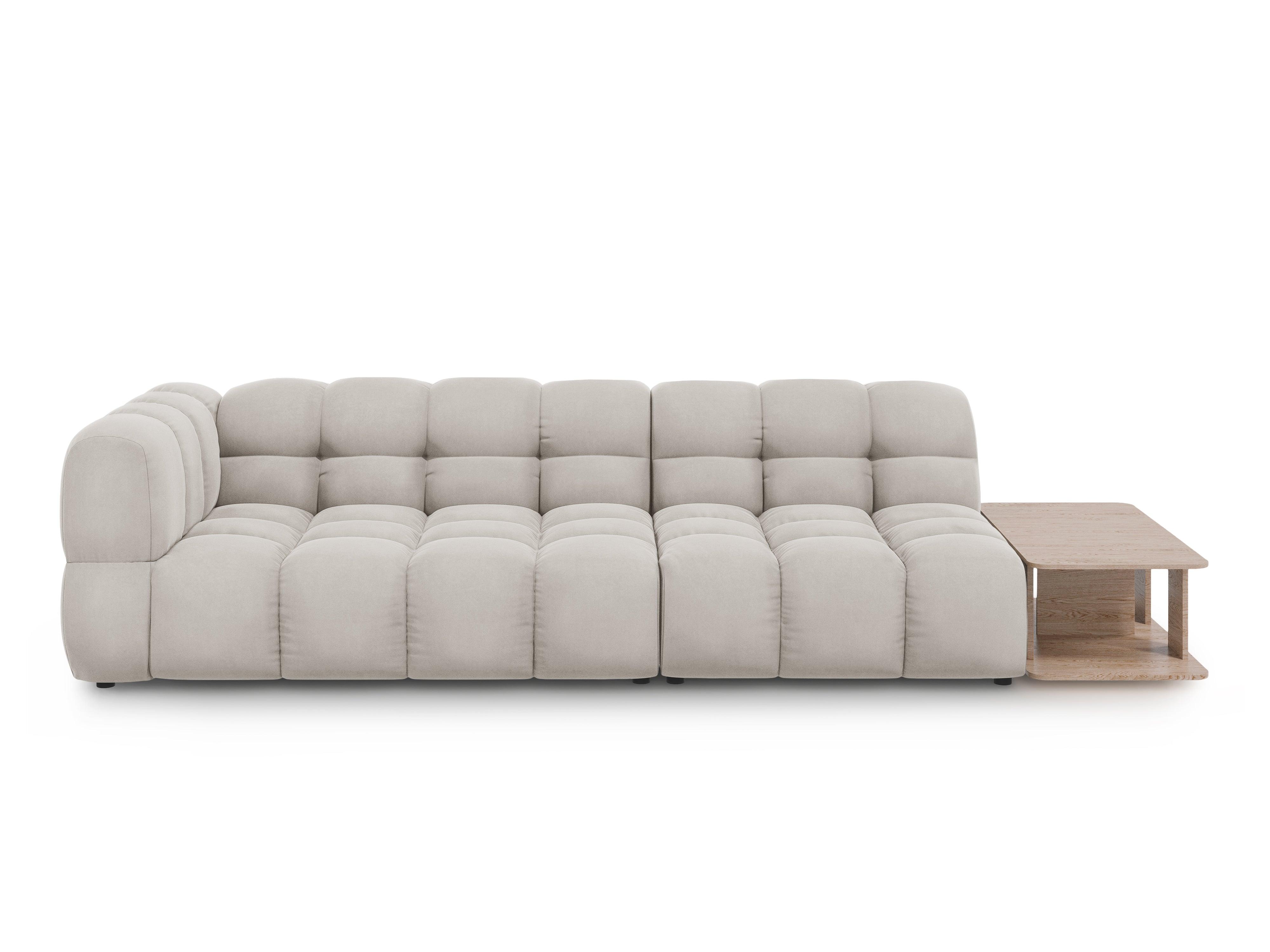 Sofa aksamitna prawostronna 4-osobowa otwarta ze stolikiem SKY kość słoniowa Cosmopolitan Design Eye on Design
