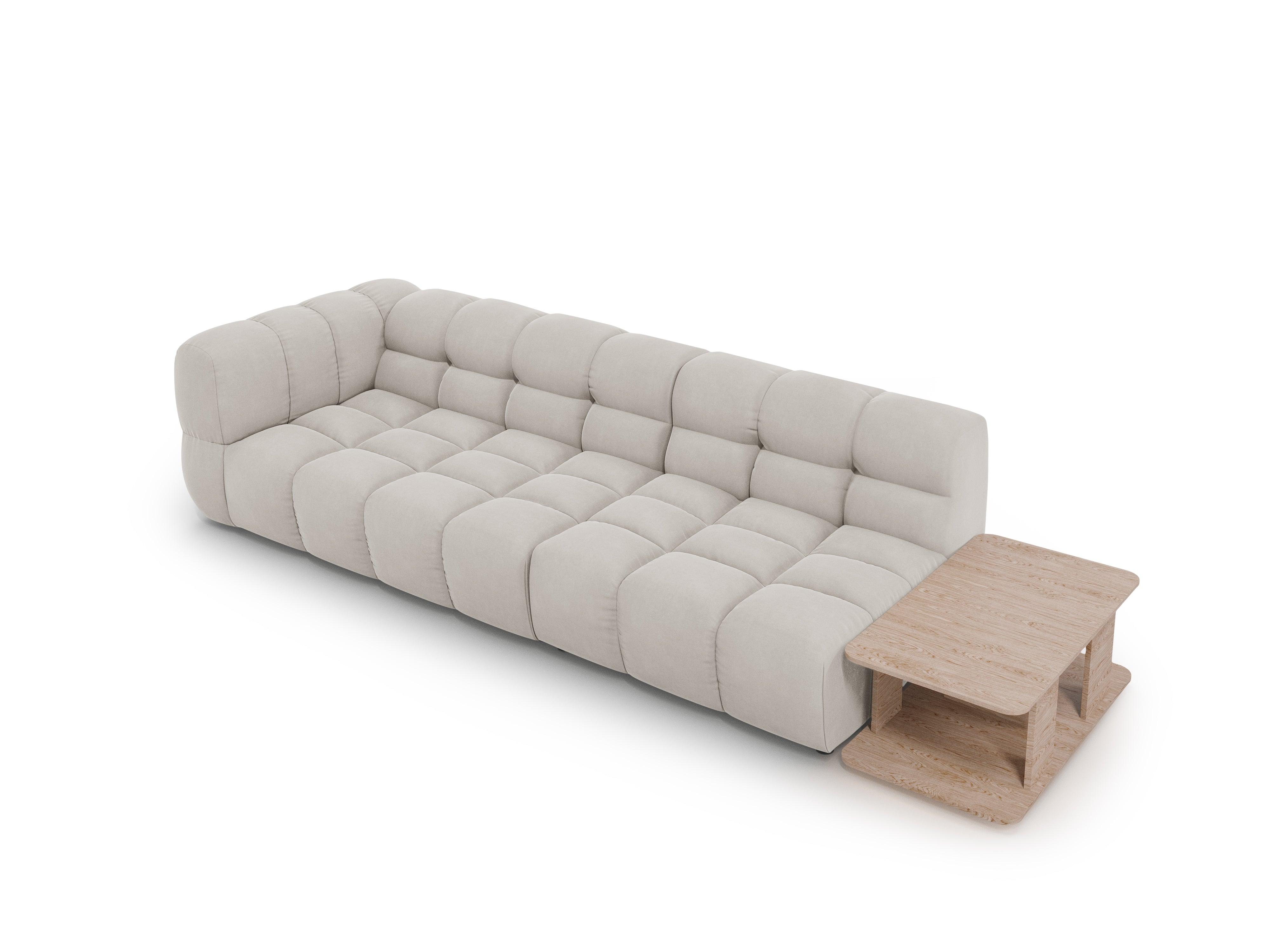 Sofa aksamitna prawostronna 4-osobowa otwarta ze stolikiem SKY kość słoniowa Cosmopolitan Design Eye on Design