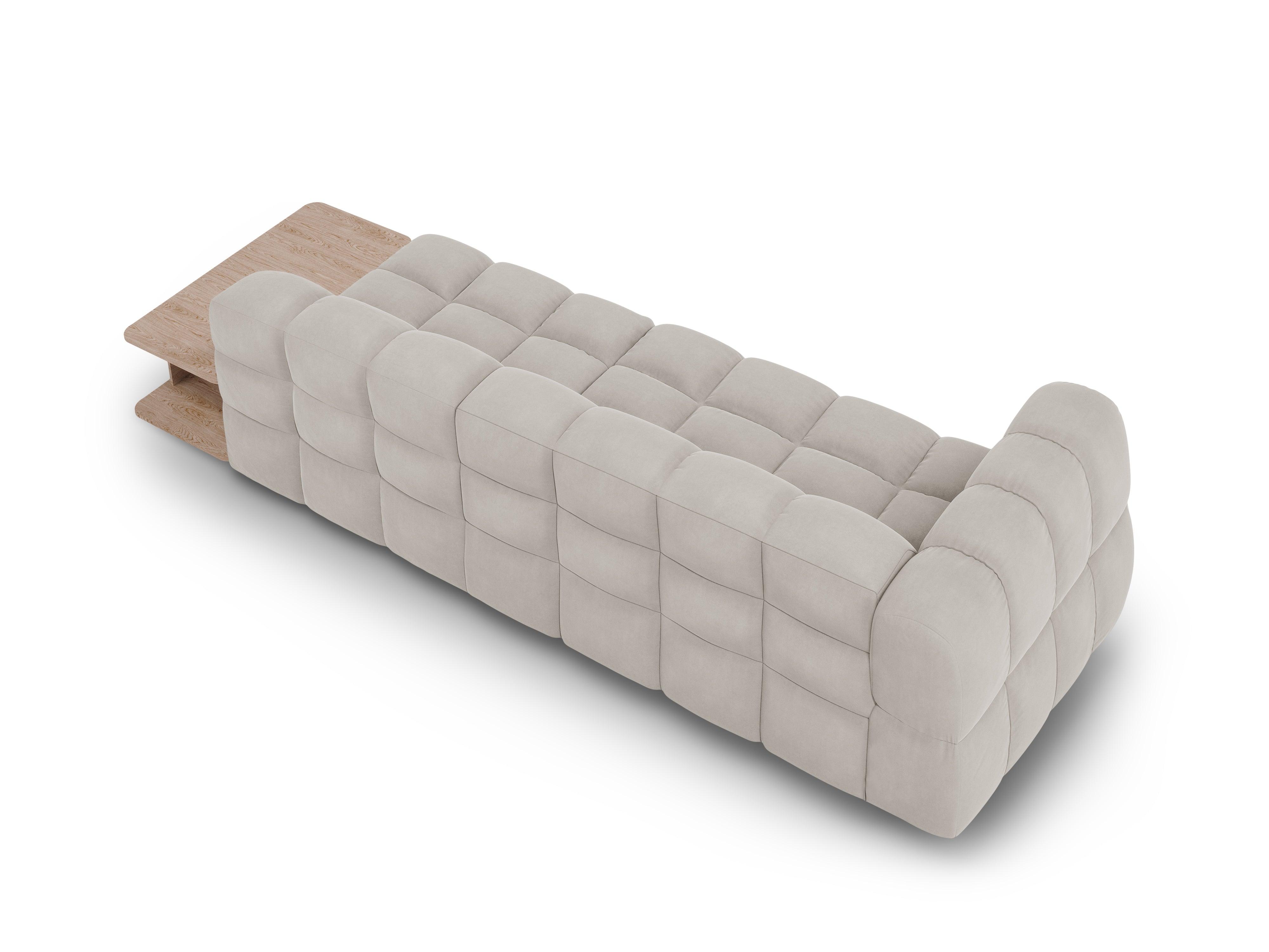Sofa aksamitna prawostronna 4-osobowa otwarta ze stolikiem SKY kość słoniowa Cosmopolitan Design Eye on Design