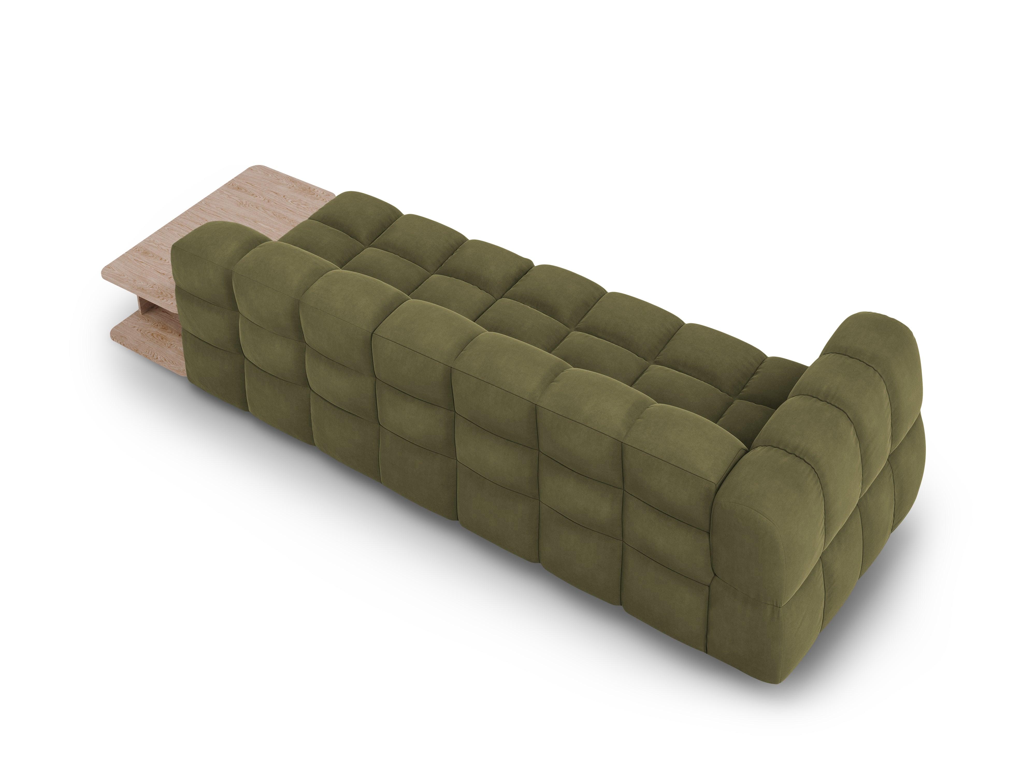 Sofa aksamitna prawostronna 4-osobowa otwarta ze stolikiem SKY jasnozielony Cosmopolitan Design Eye on Design