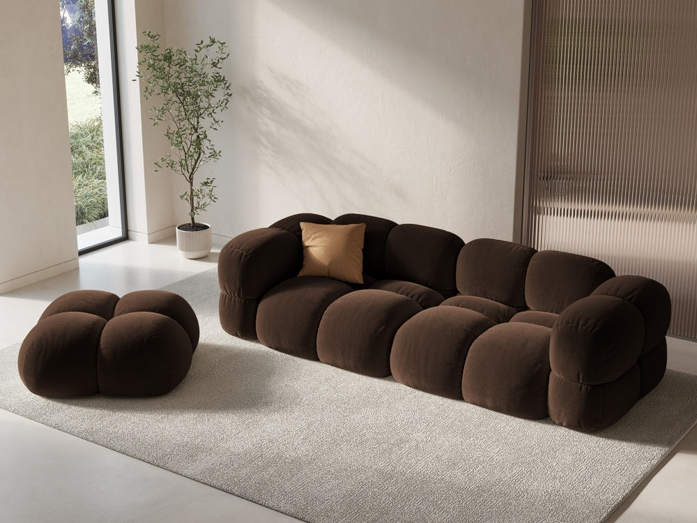 4-seater velvet sofa LORETTO chocolate