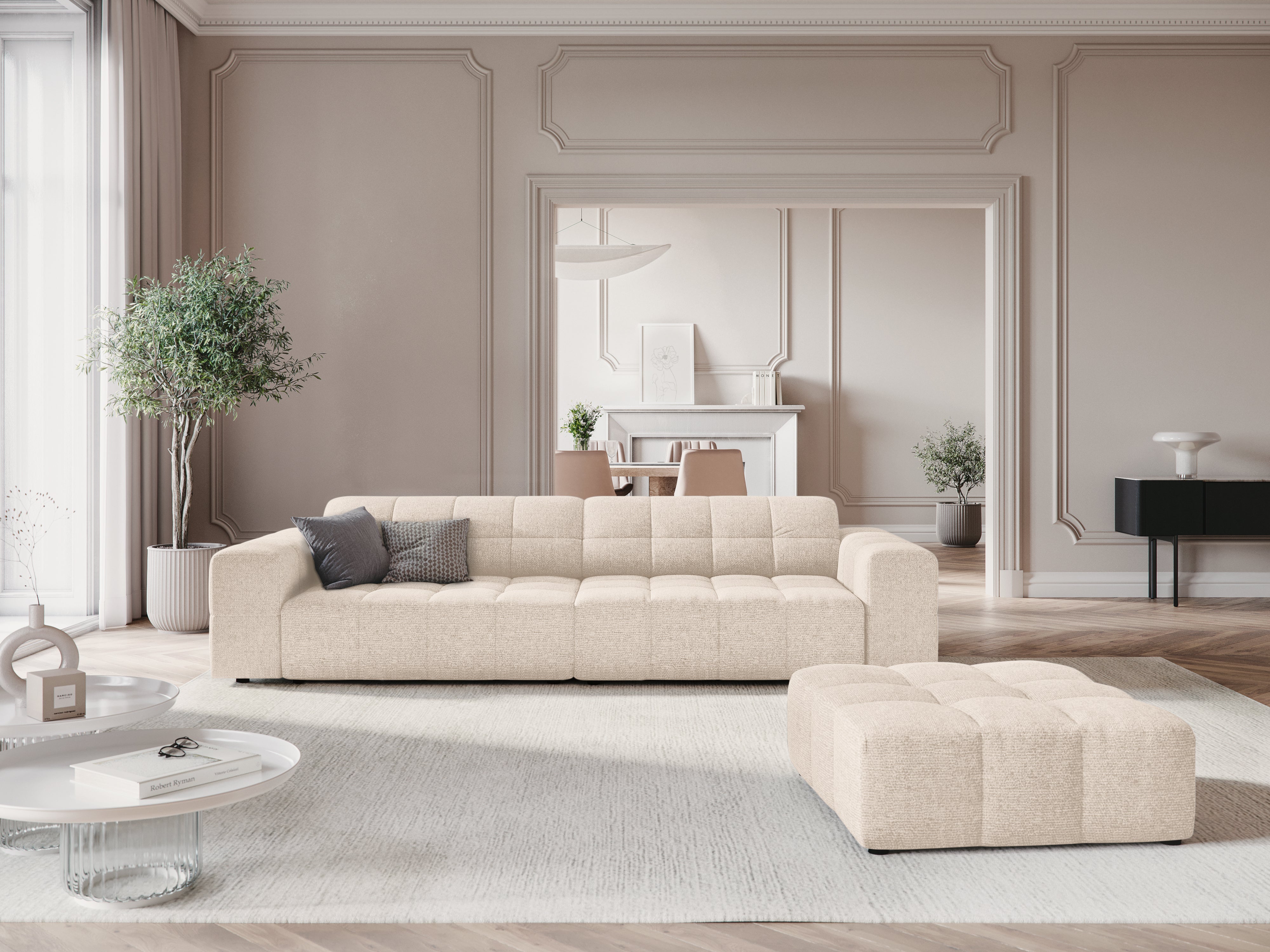 Sofa 4-osobowa CHICAGO jasnobeżowy szenil do salonu