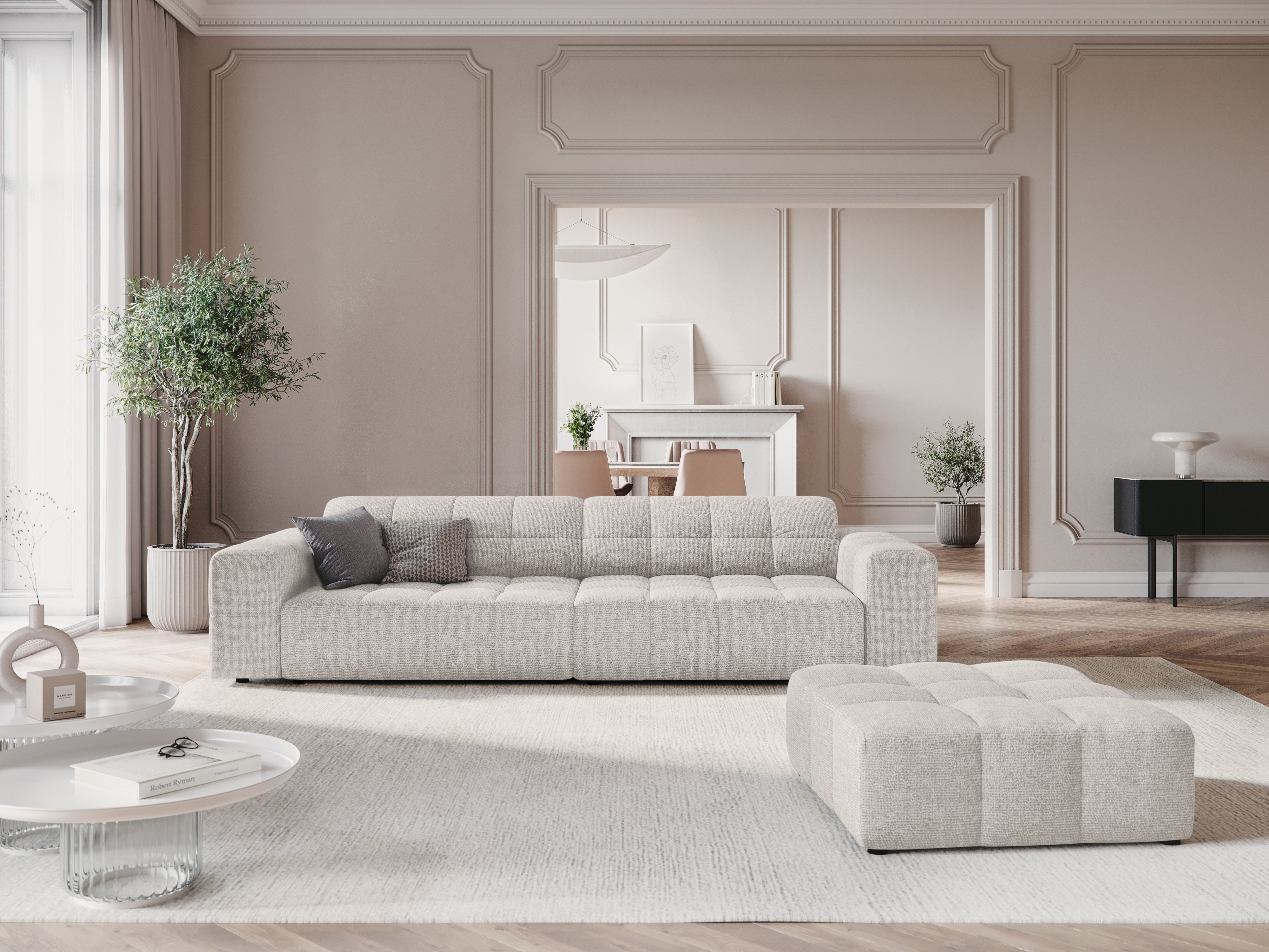 Sofa 4-osobowa CHICAGO jasnoszary szenil do salonu