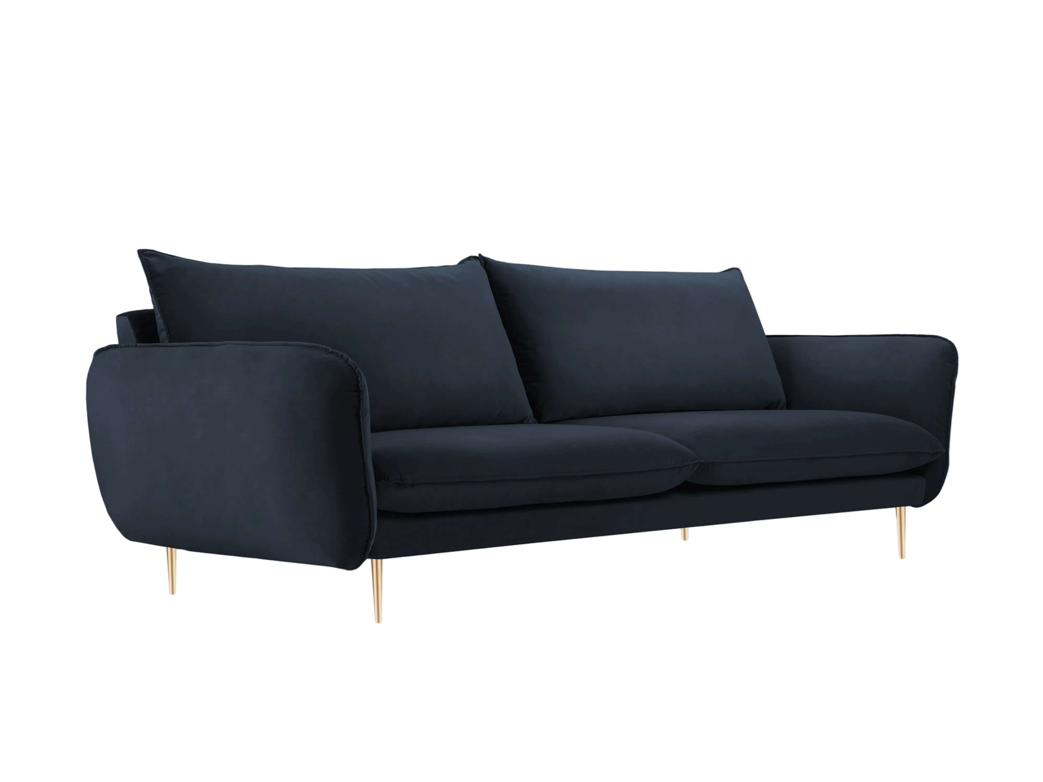 Velvet sofa for 4 people VIENNA dark blue with a gold base