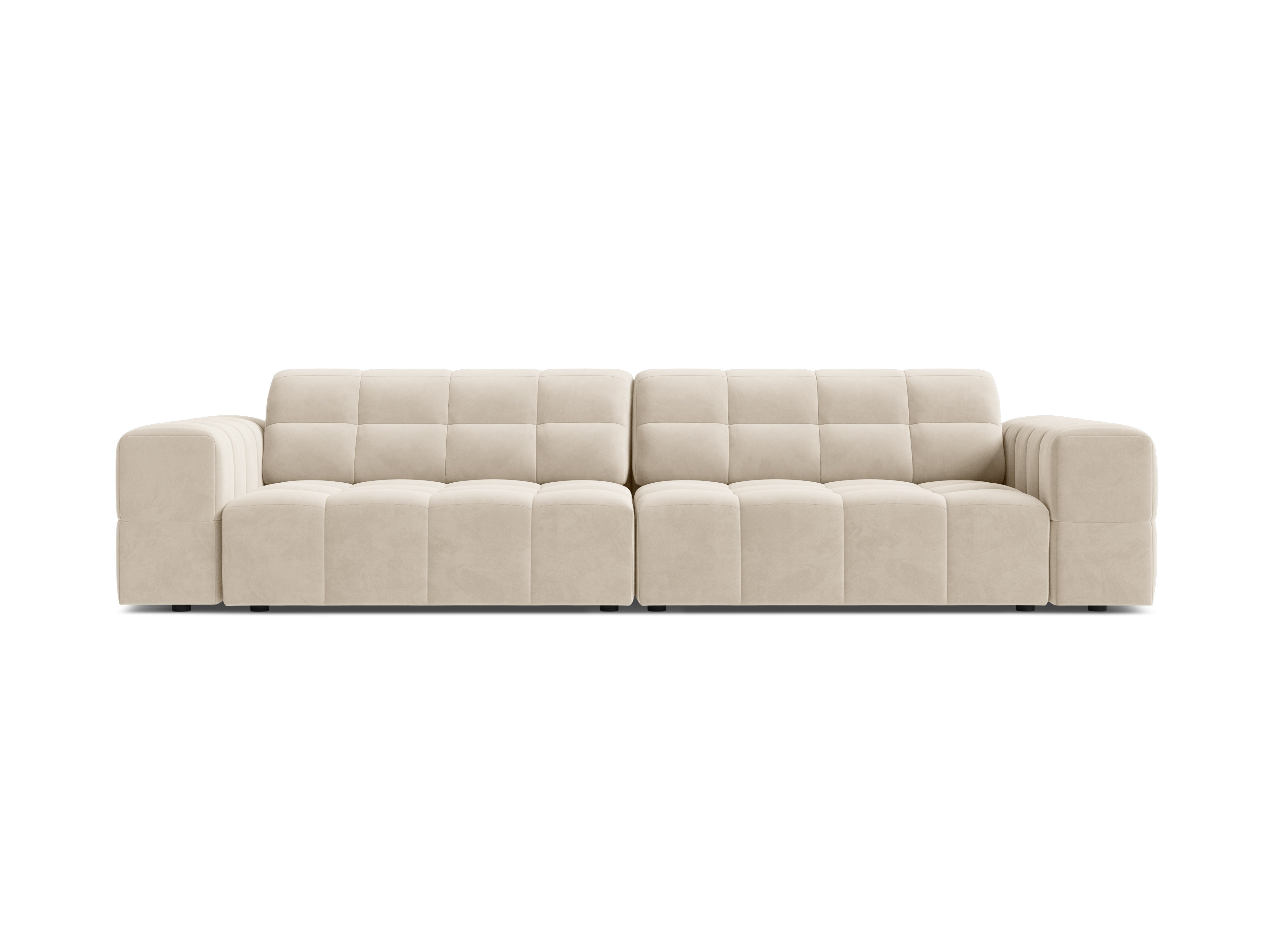 Velvet sofa 4-person light beige chicago