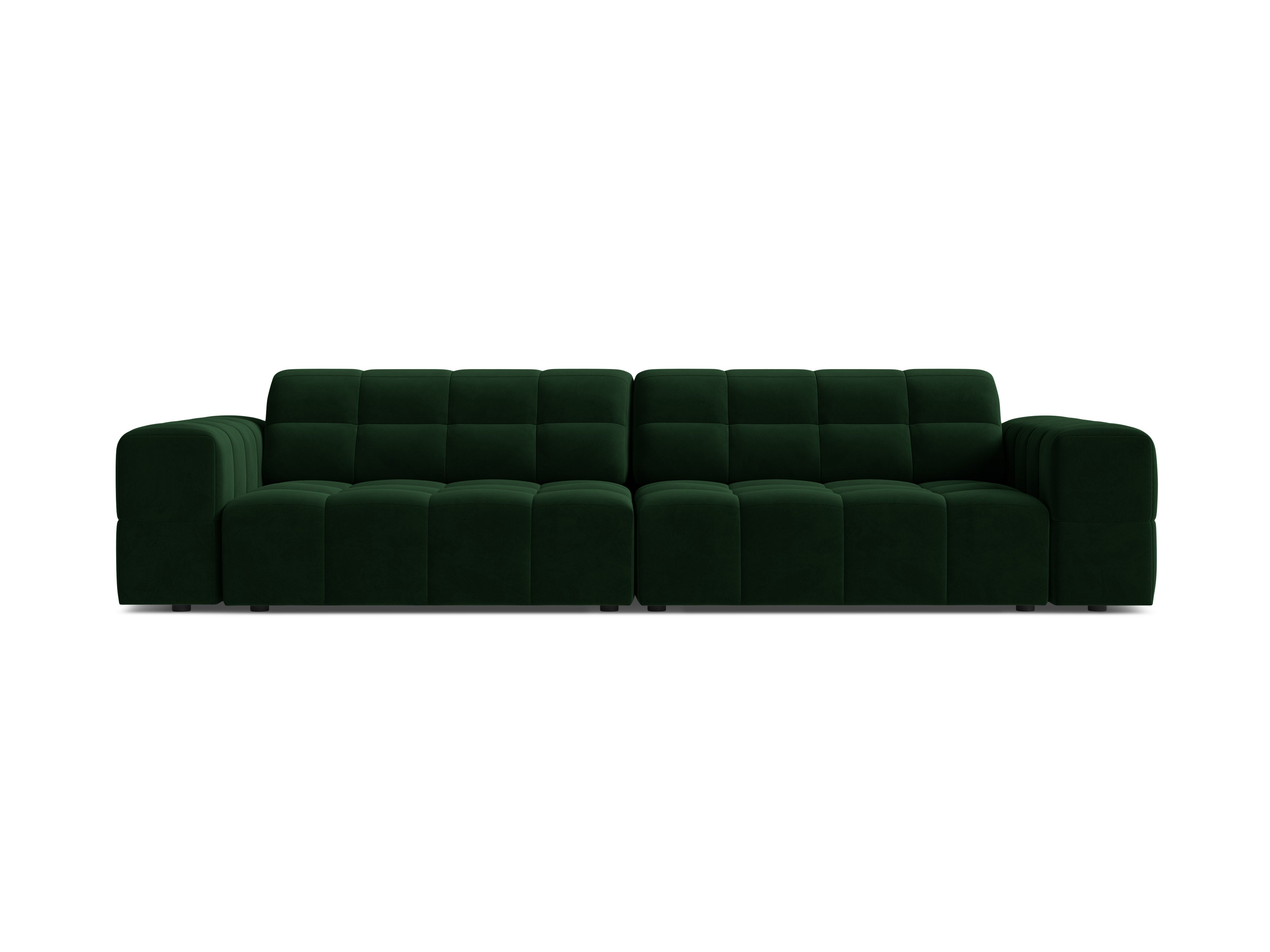 Velvet sofa 4-person chicago bottle green
