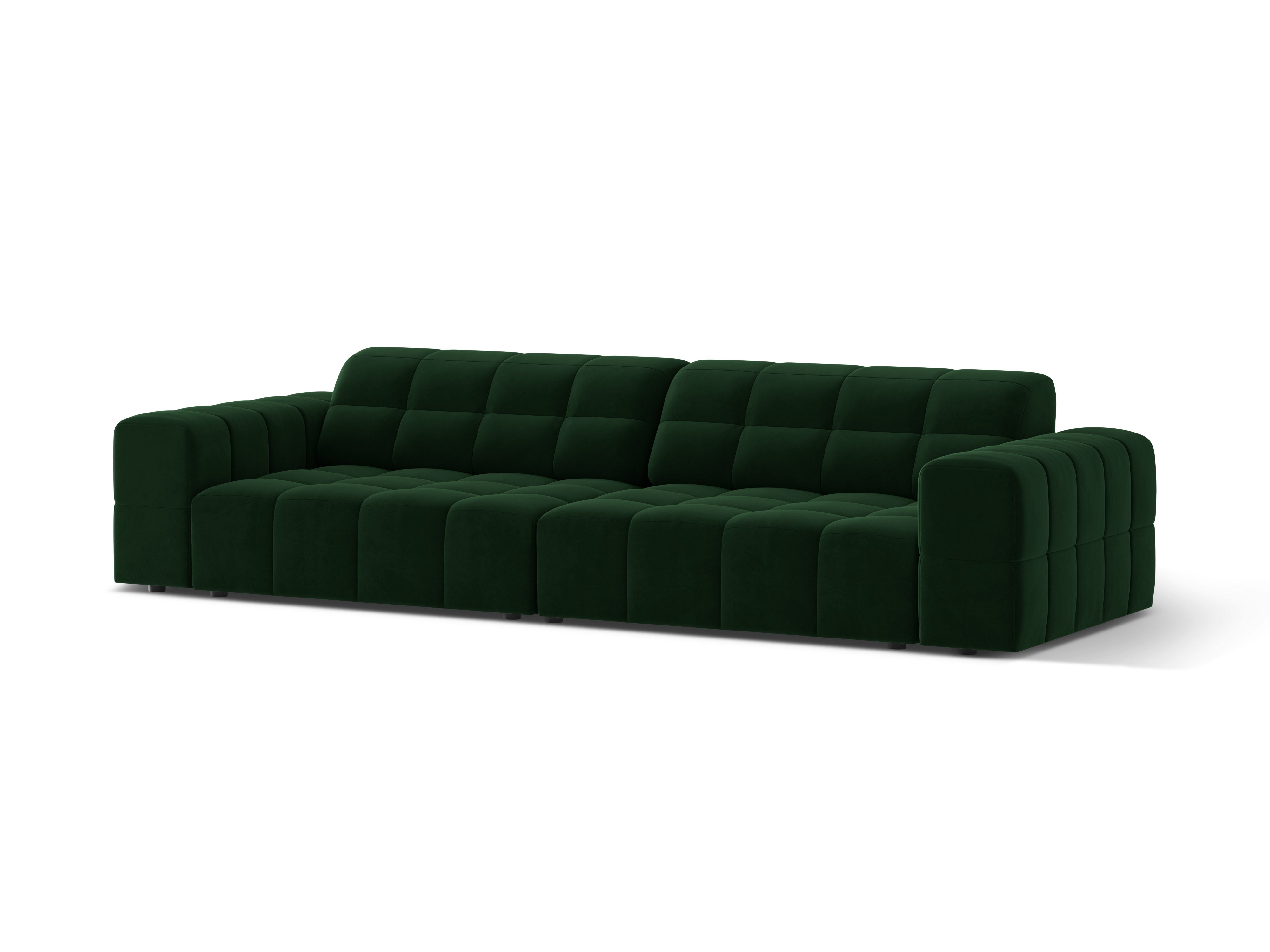 Velvet sofa 4-person chicago bottle green