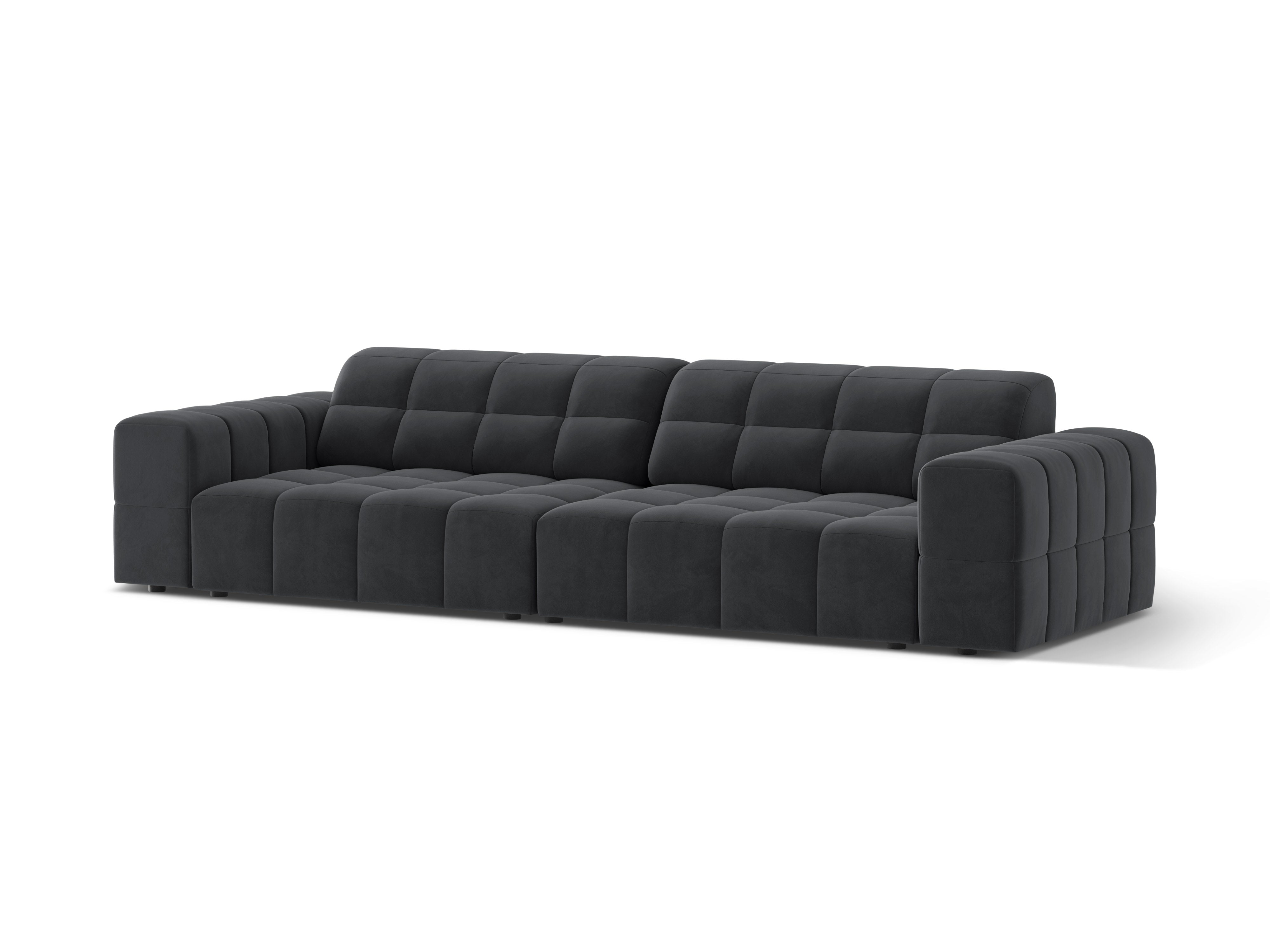 Velvet sofa 4-person chicago dark gray