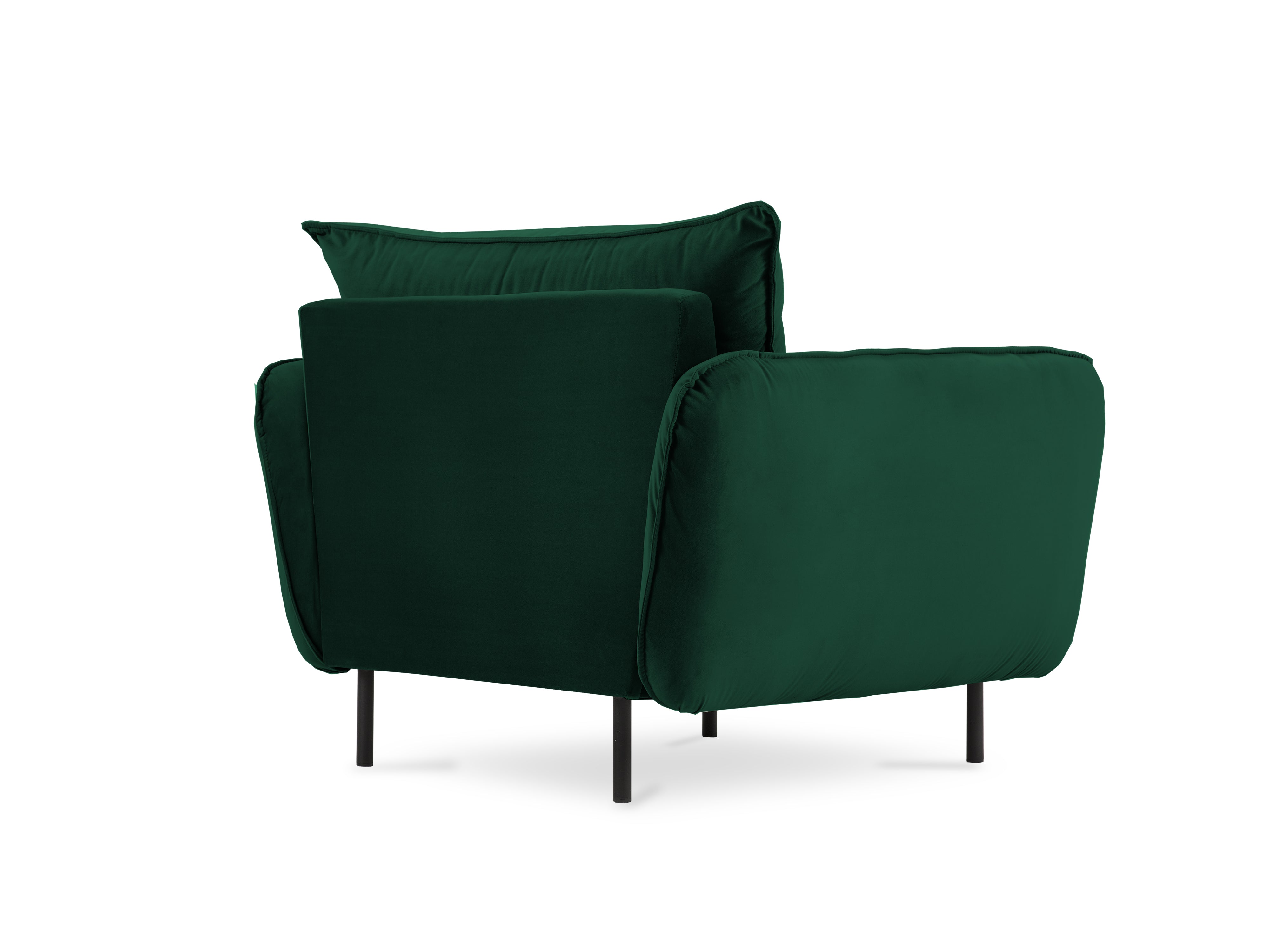 Velvet armchair VIENNA bottle green with black base