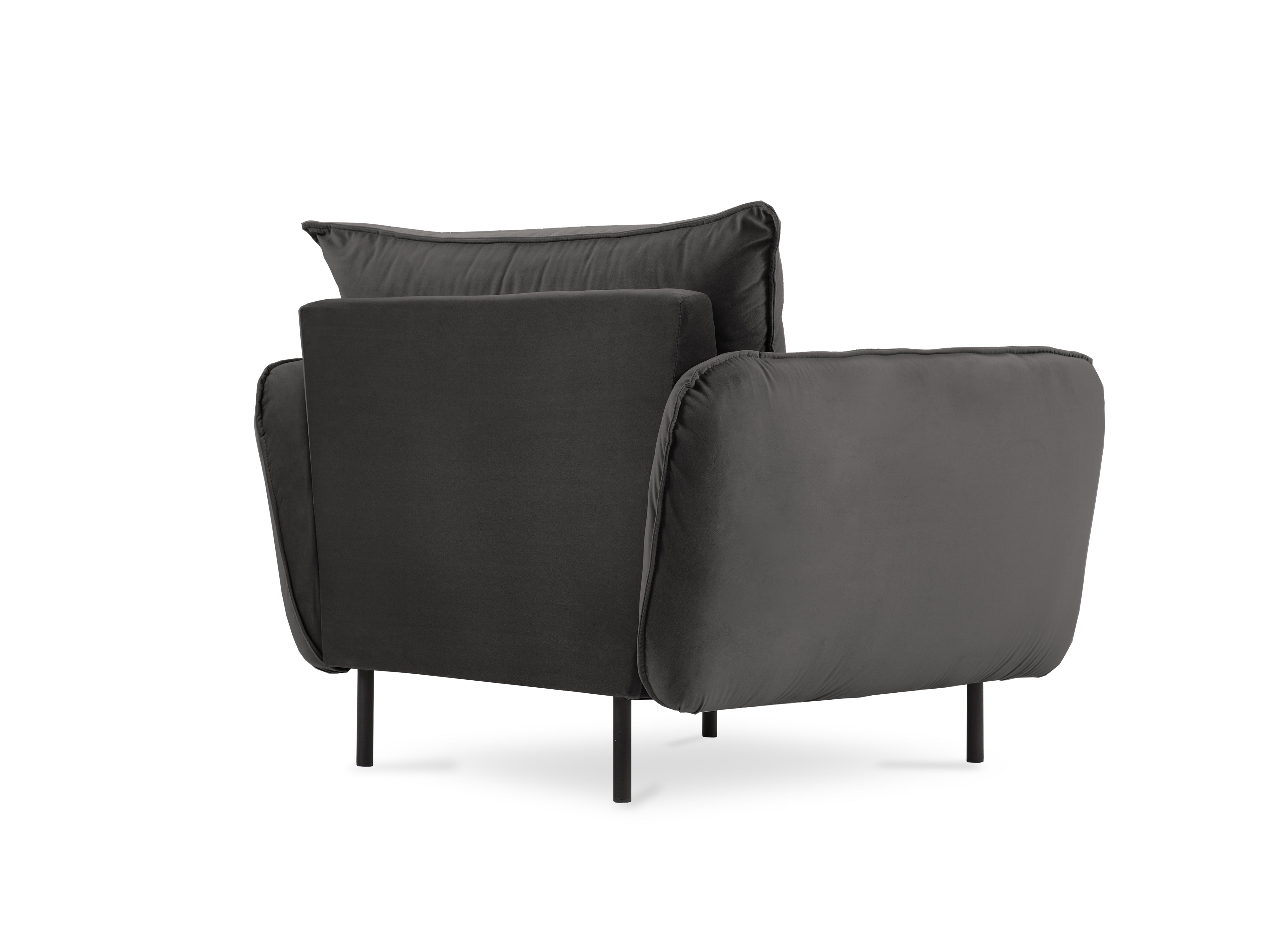 Velvet armchair VIENNA dark gray with black base
