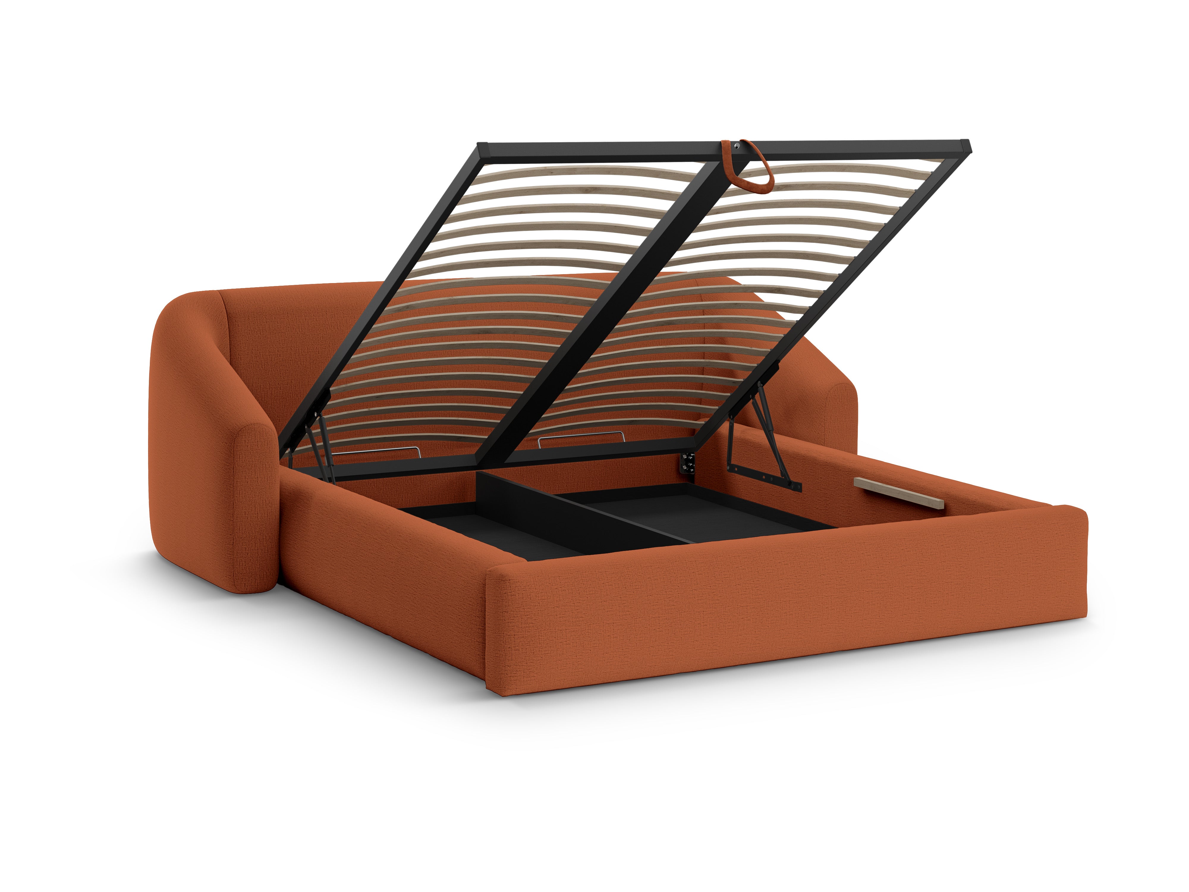 Bett CAMPI ziegelrotes Chenille
