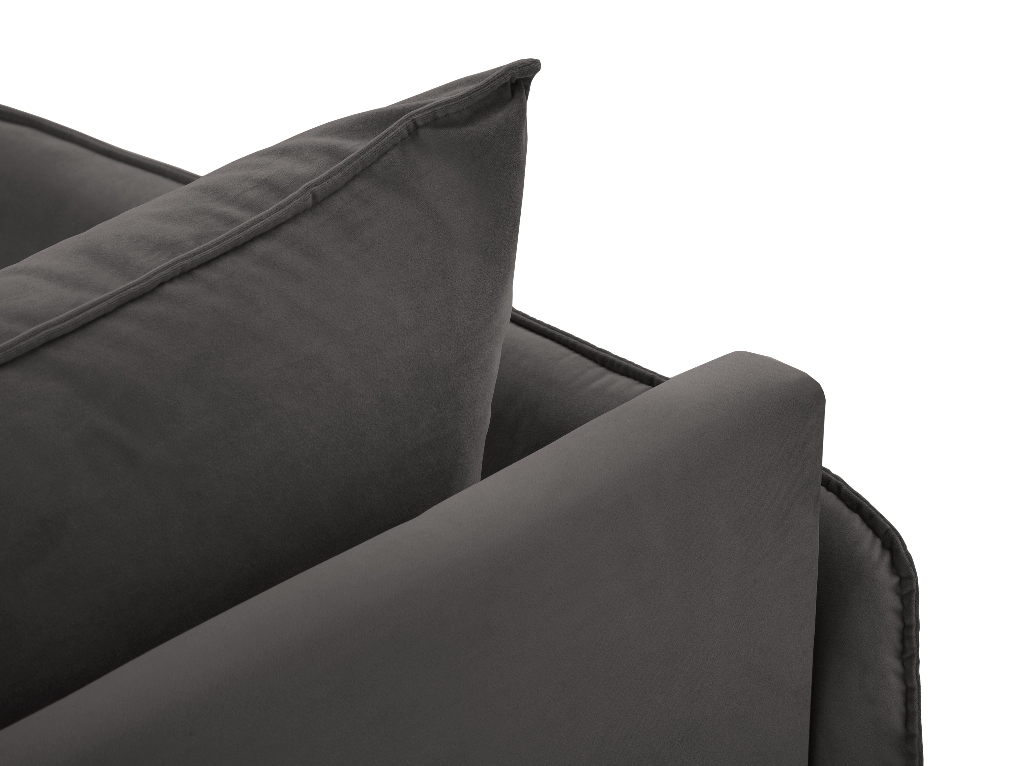 Panoramic Velvet Sofa for 6 People VIENNA Dark Gray with Gold Base