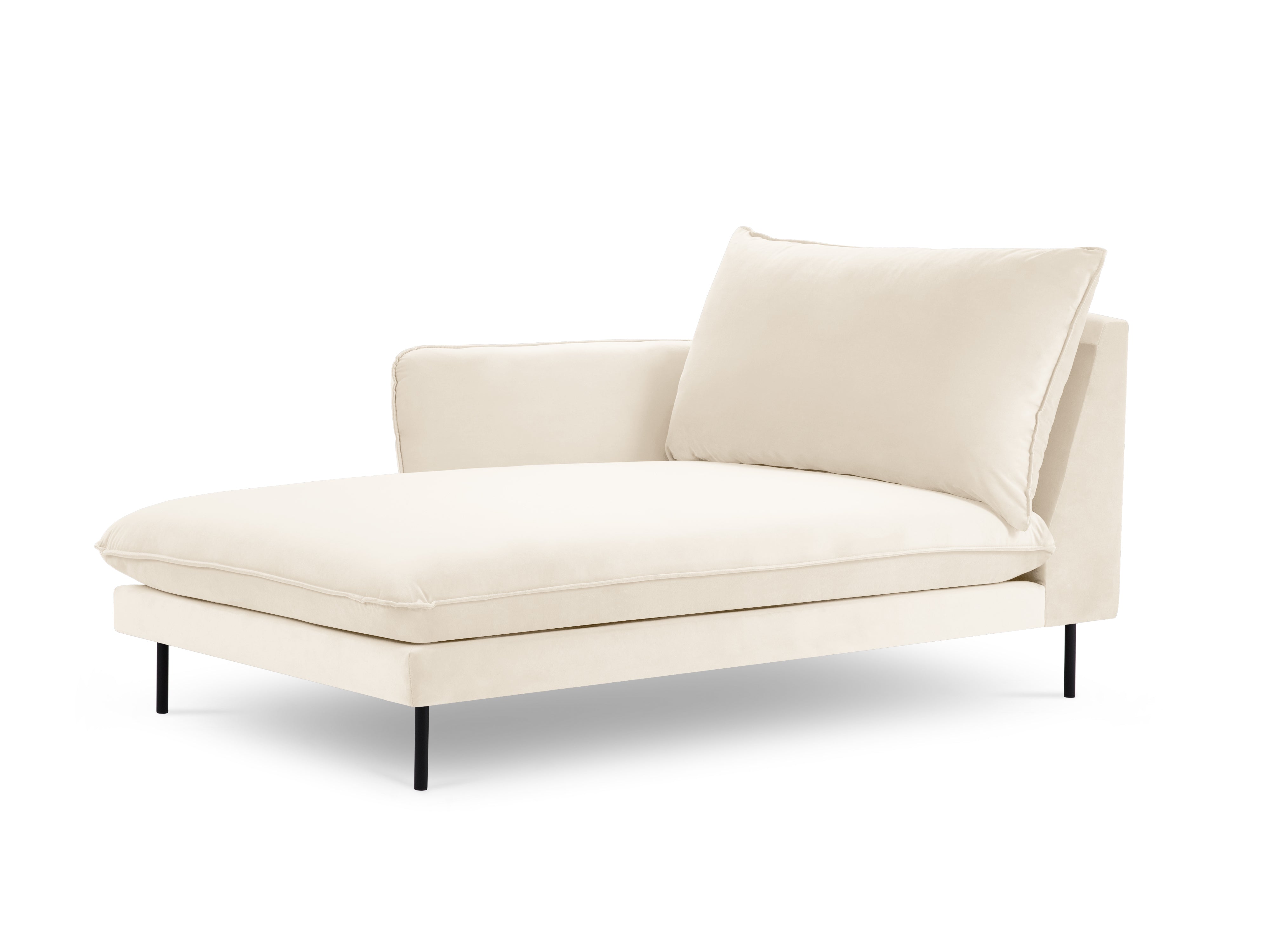 Left-facing velvet chaise longue VIENNA light beige with black base