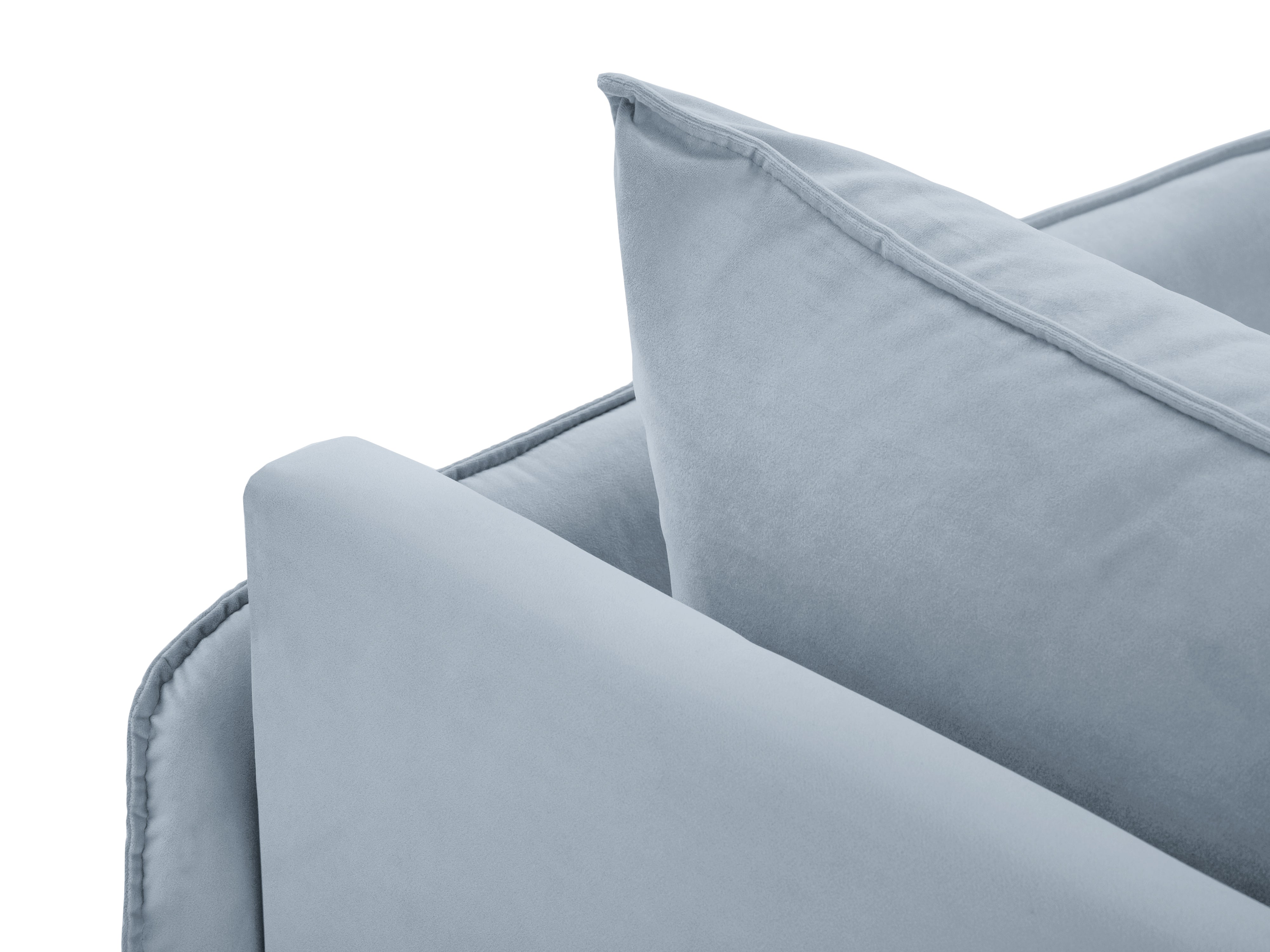 VIENNA Light Blue Velvet 6-Seater Panoramic Sofa with Gold Base