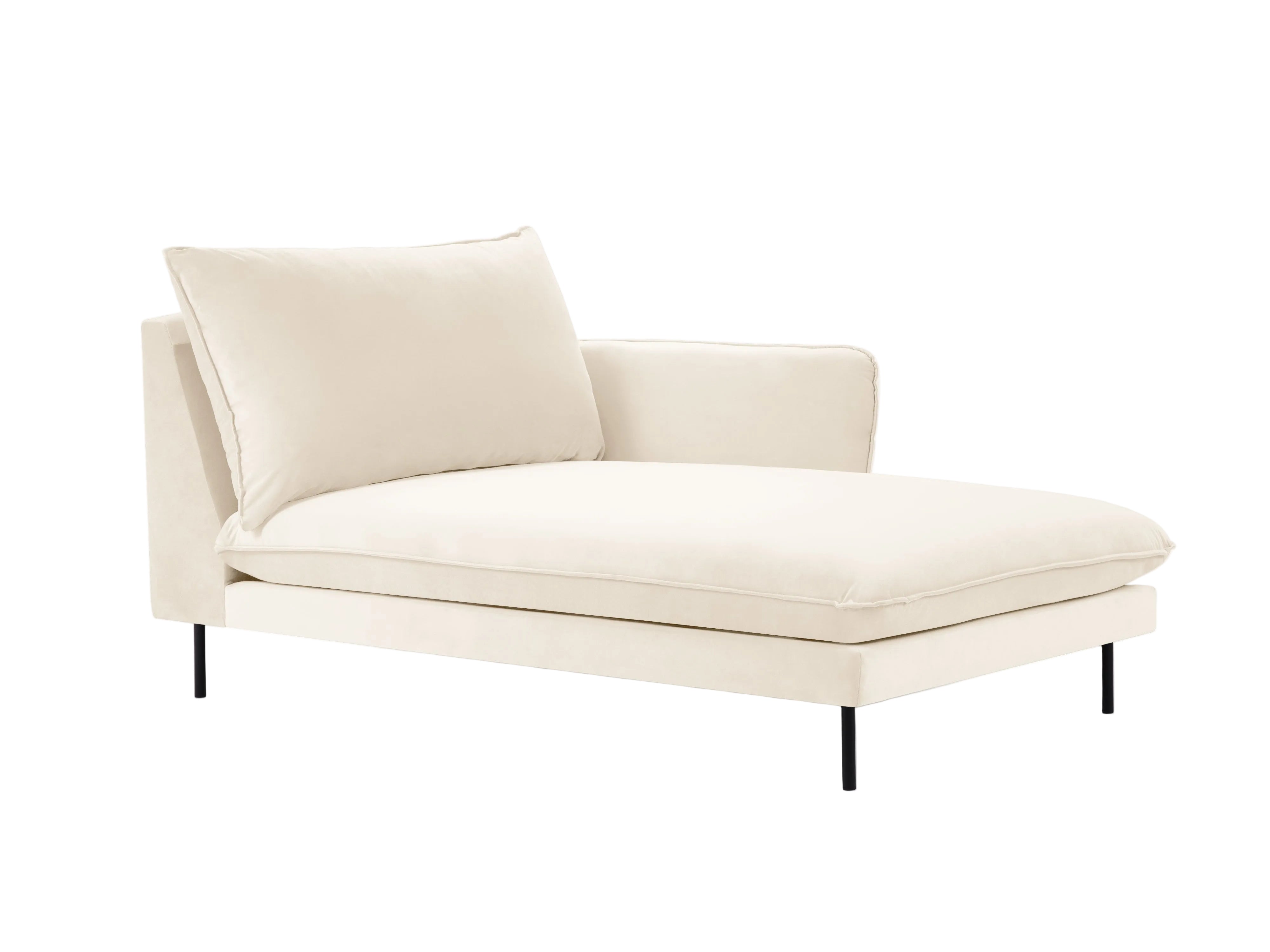 Beige Velvet Right-Hand Chaise Longue VIENNA with Black Base