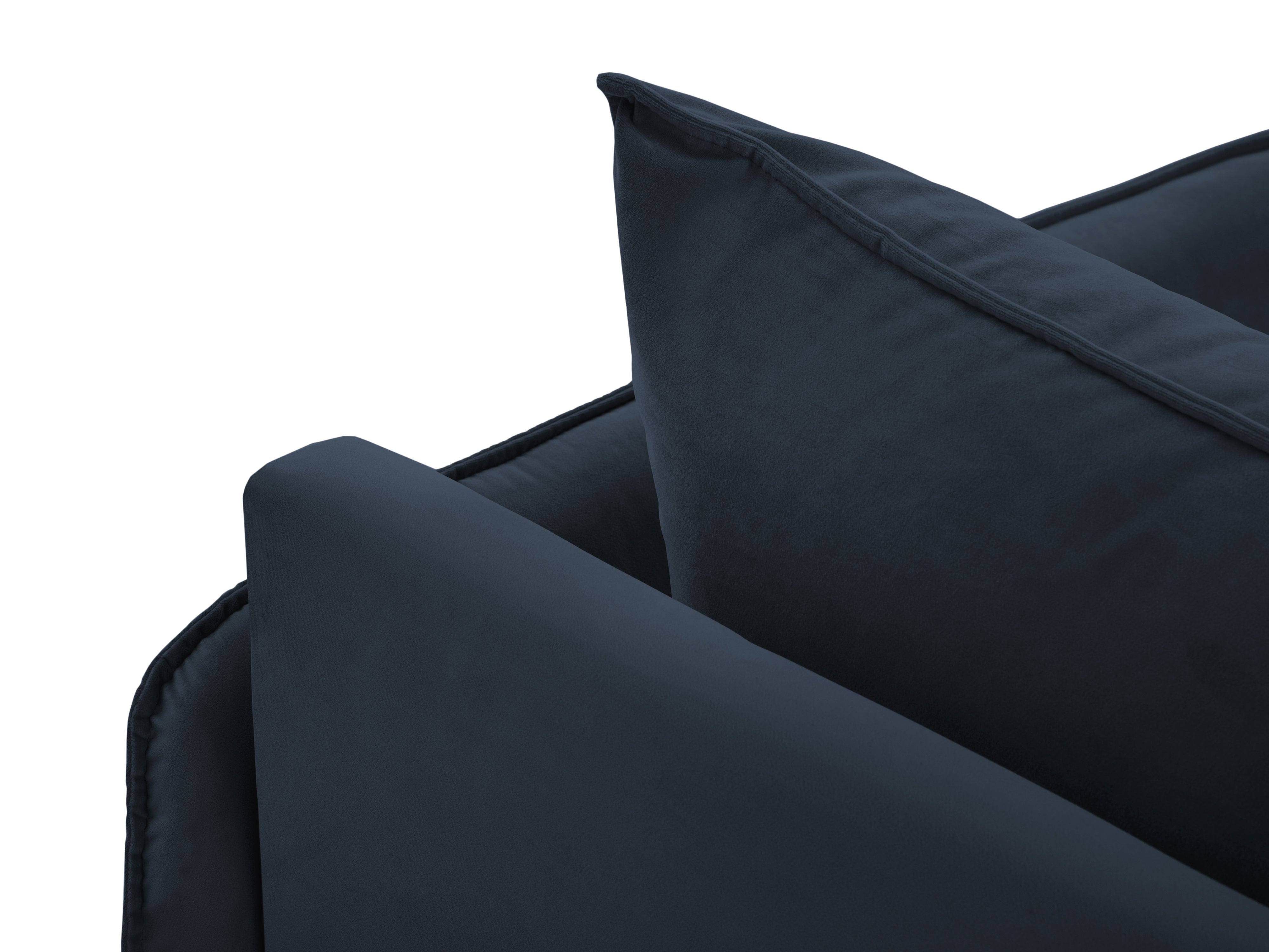 Right-facing velvet chaise longue VIENNA dark blue with black base