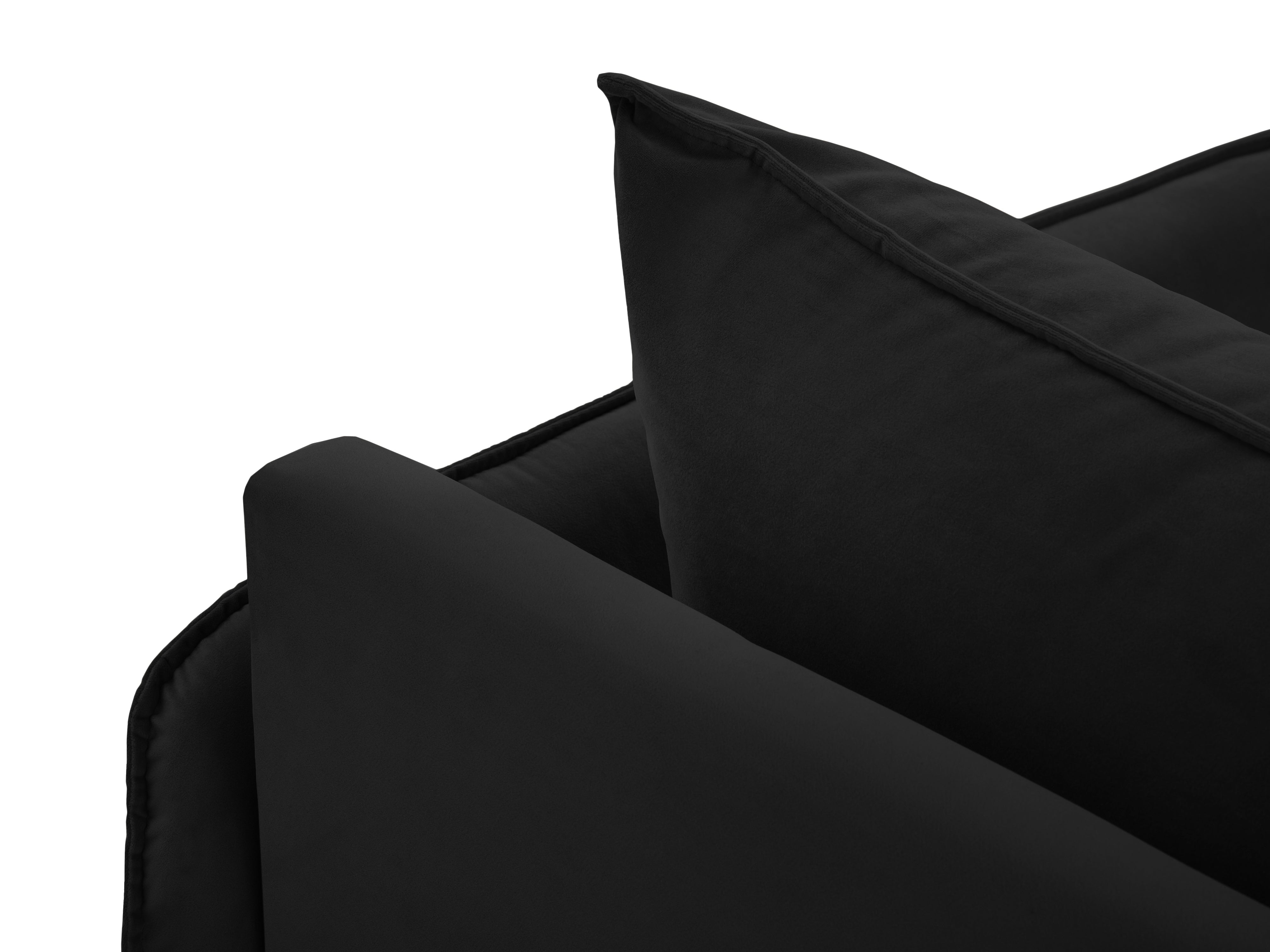 Velvet right-sided chaise longue VIENNA black with black base