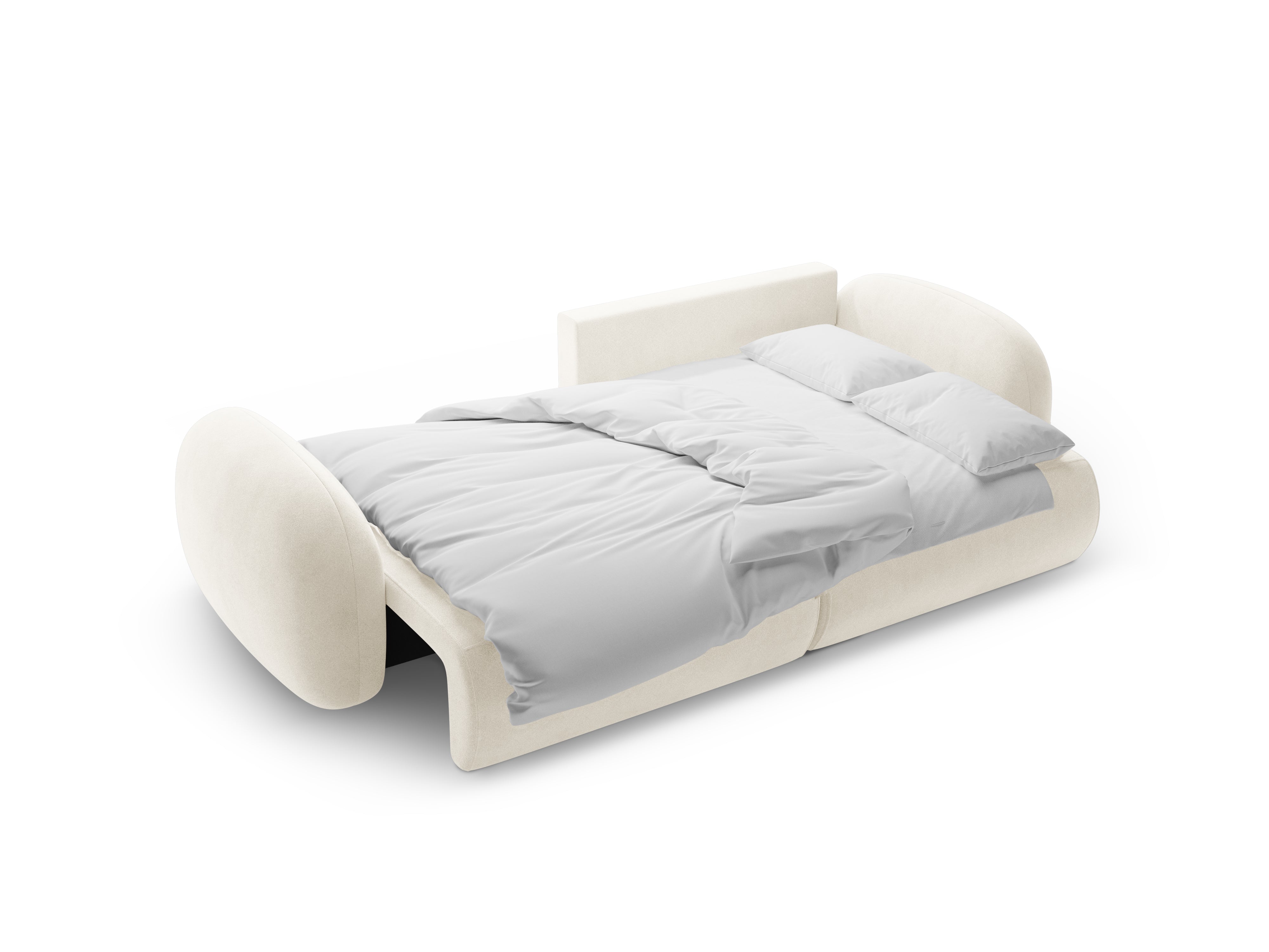 Universeller Samt-Ecksofa mit Schlaf-Funktion für 4 Personen TONALE cremefarben