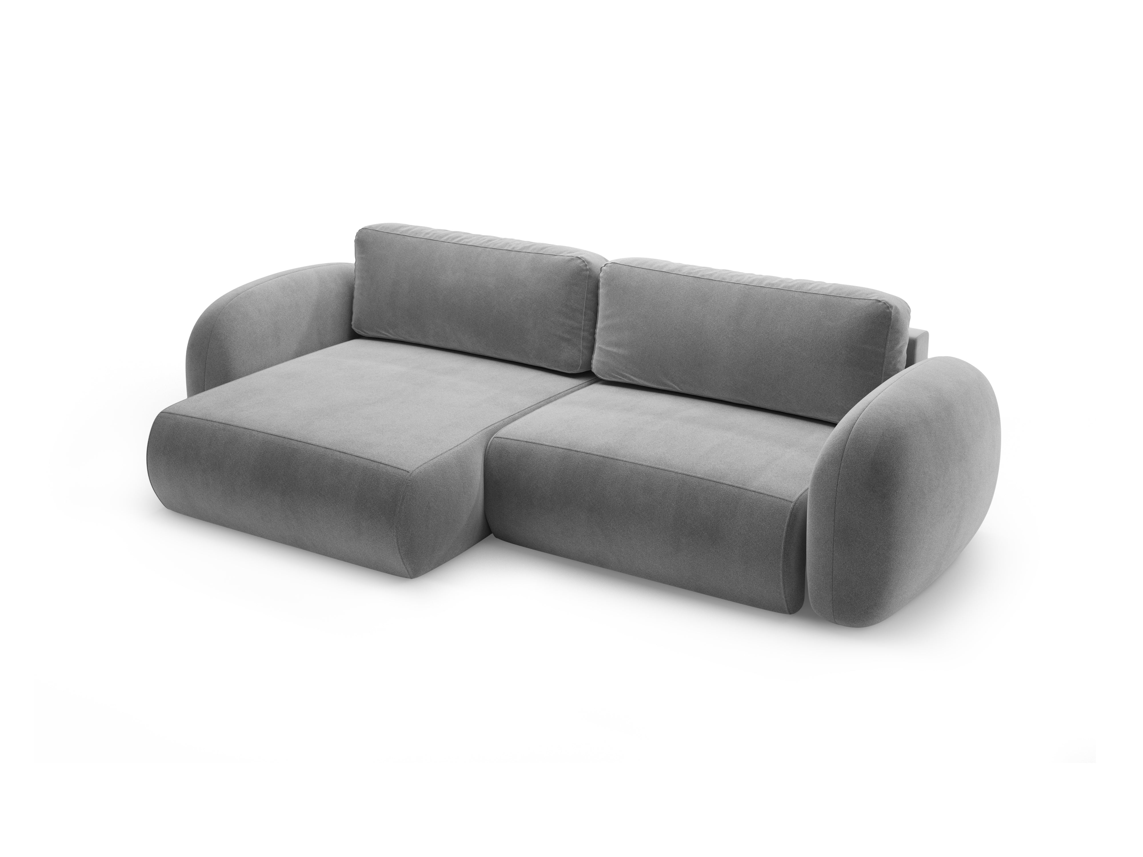 Universeller Samt-Ecksofa mit Schlaf-Funktion für 4 Personen TONALE dunkelgrau