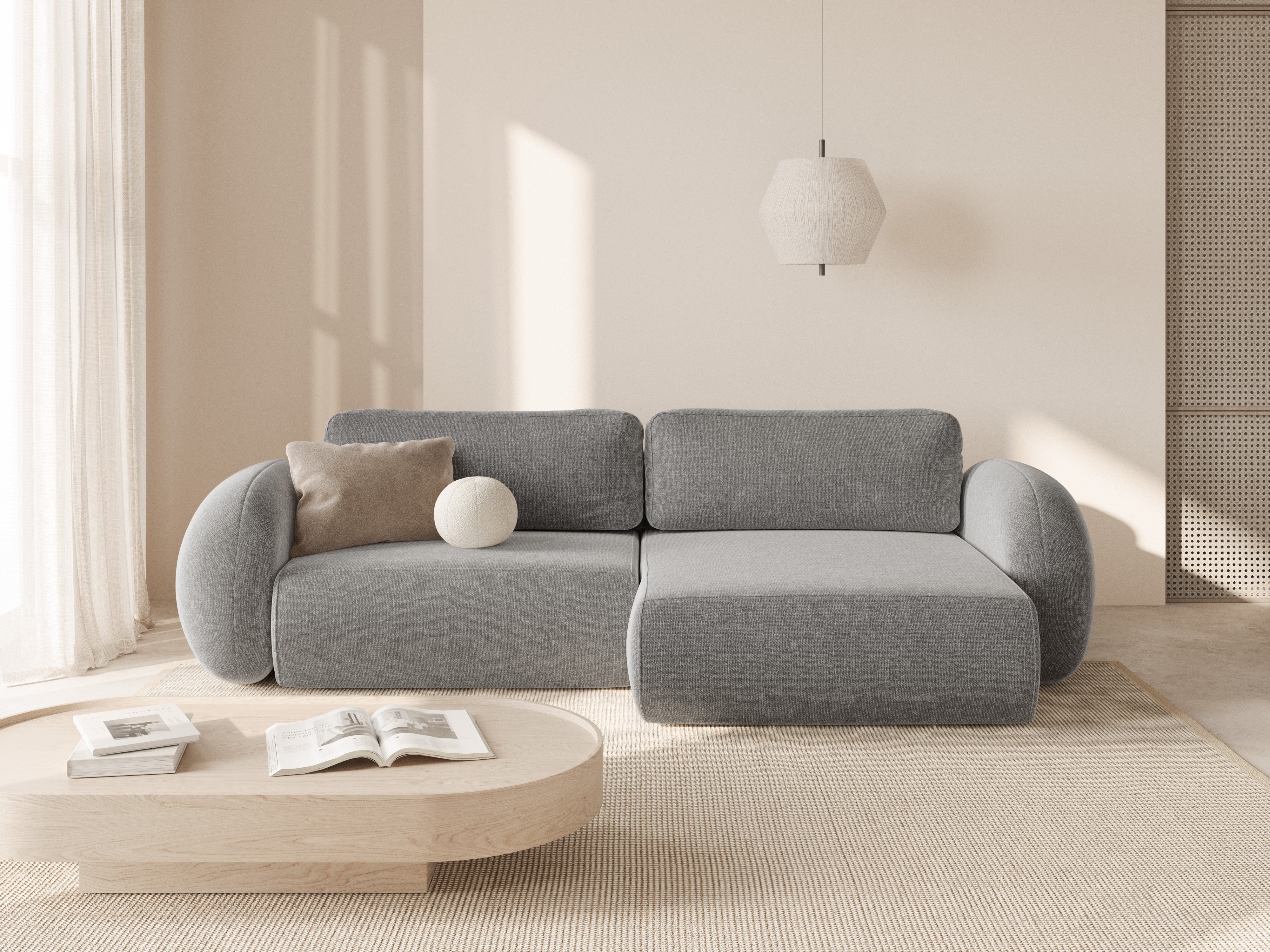 Universal corner sofa with sleeping function for 4 people TONALE gray