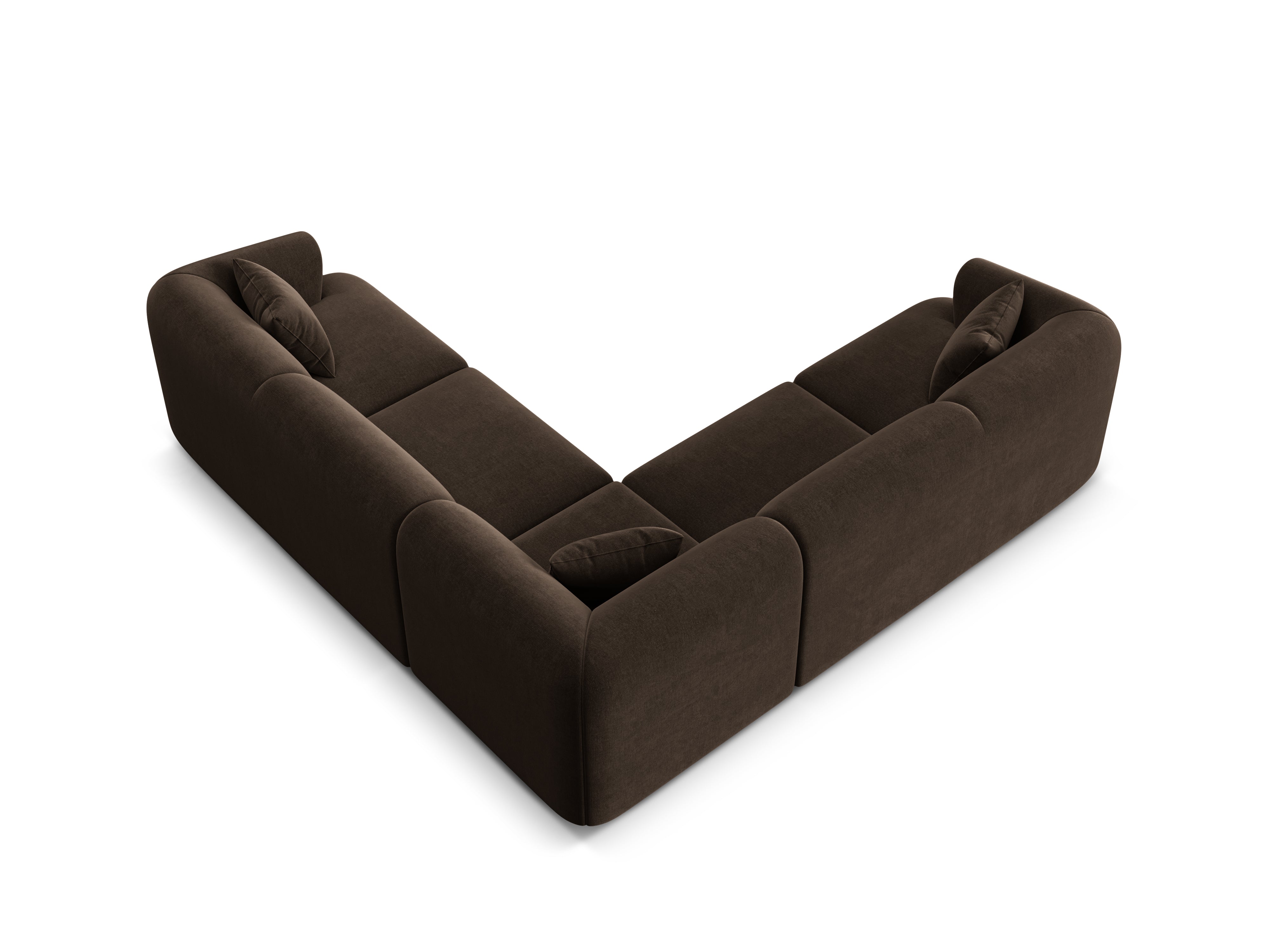 Symmetrical Velvet Corner Sofa for 4 People CAMPI Chocolate