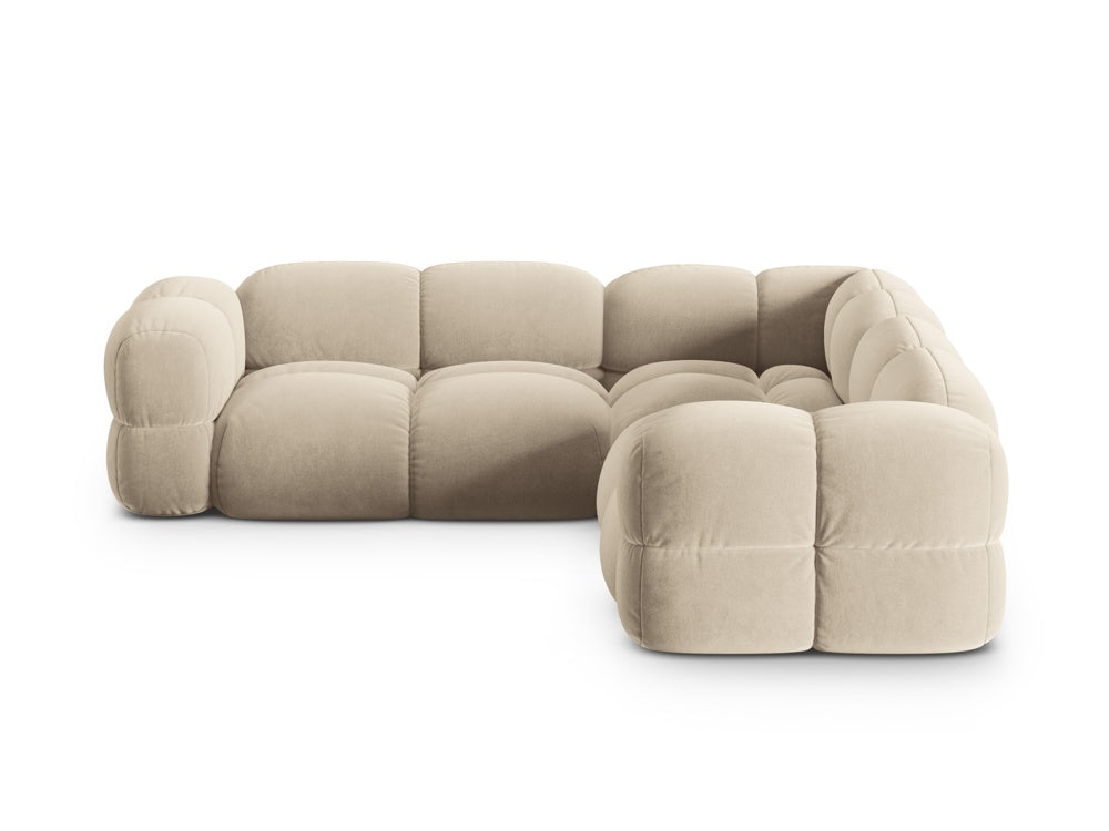 Symmetrische Samt-Eckcouch LORETTO beige