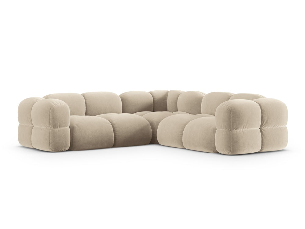 Symmetrische Samt-Eckcouch LORETTO beige