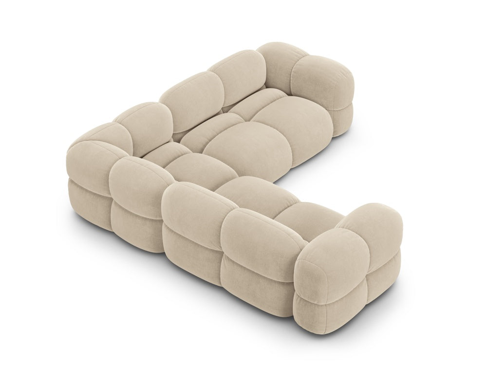 Symmetrische Samt-Eckcouch LORETTO beige