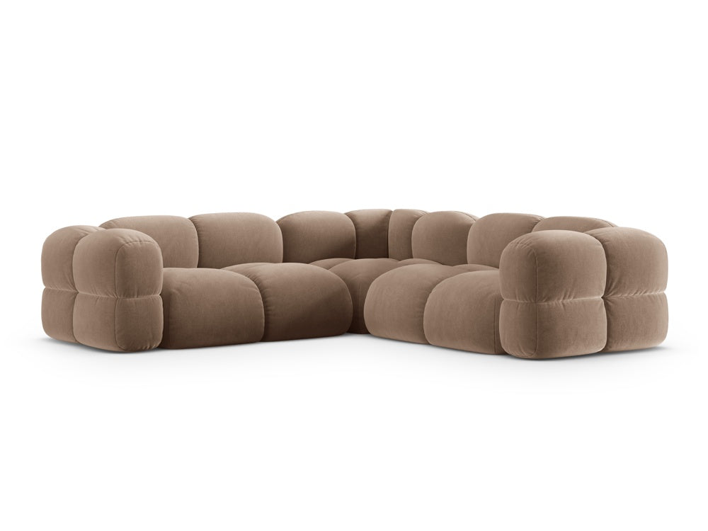 Symmetrische Samt-Eckcouch LORETTO dunkelbeige