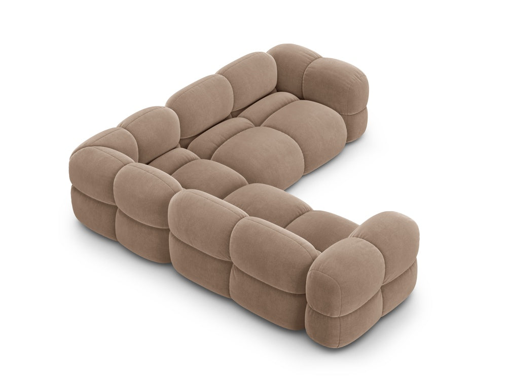 Symmetrische Samt-Eckcouch LORETTO dunkelbeige