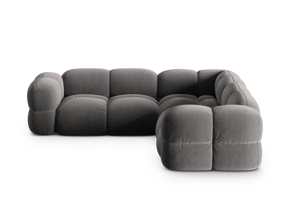 Symmetrische Samt-Eckcouch LORETTO grau