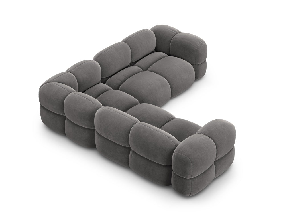 Symmetrische Samt-Eckcouch LORETTO grau