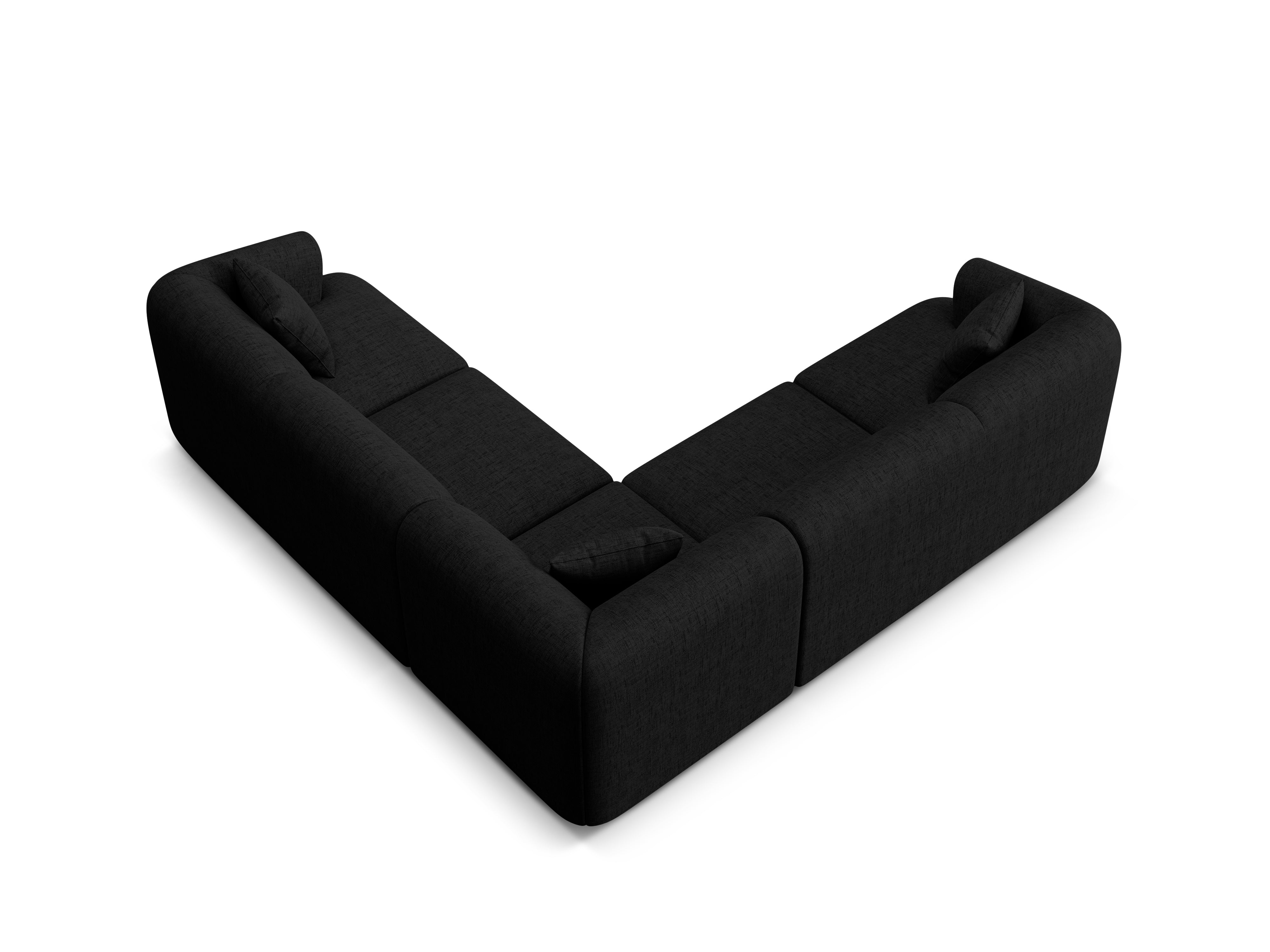 Symmetrical 4-Seater Sofa CAMPI Black Chenille