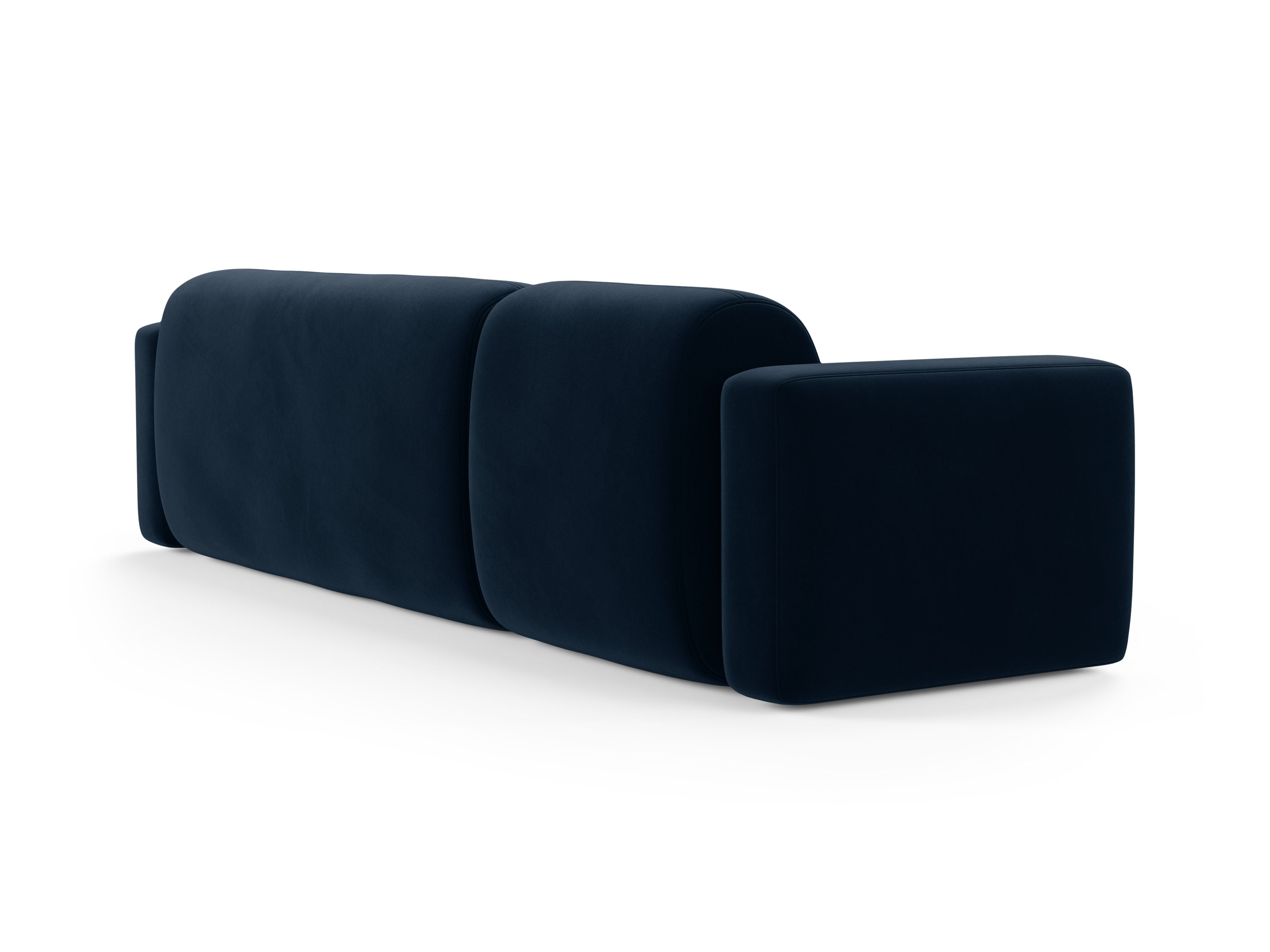 Right-facing velvet corner sofa STRINO navy blue