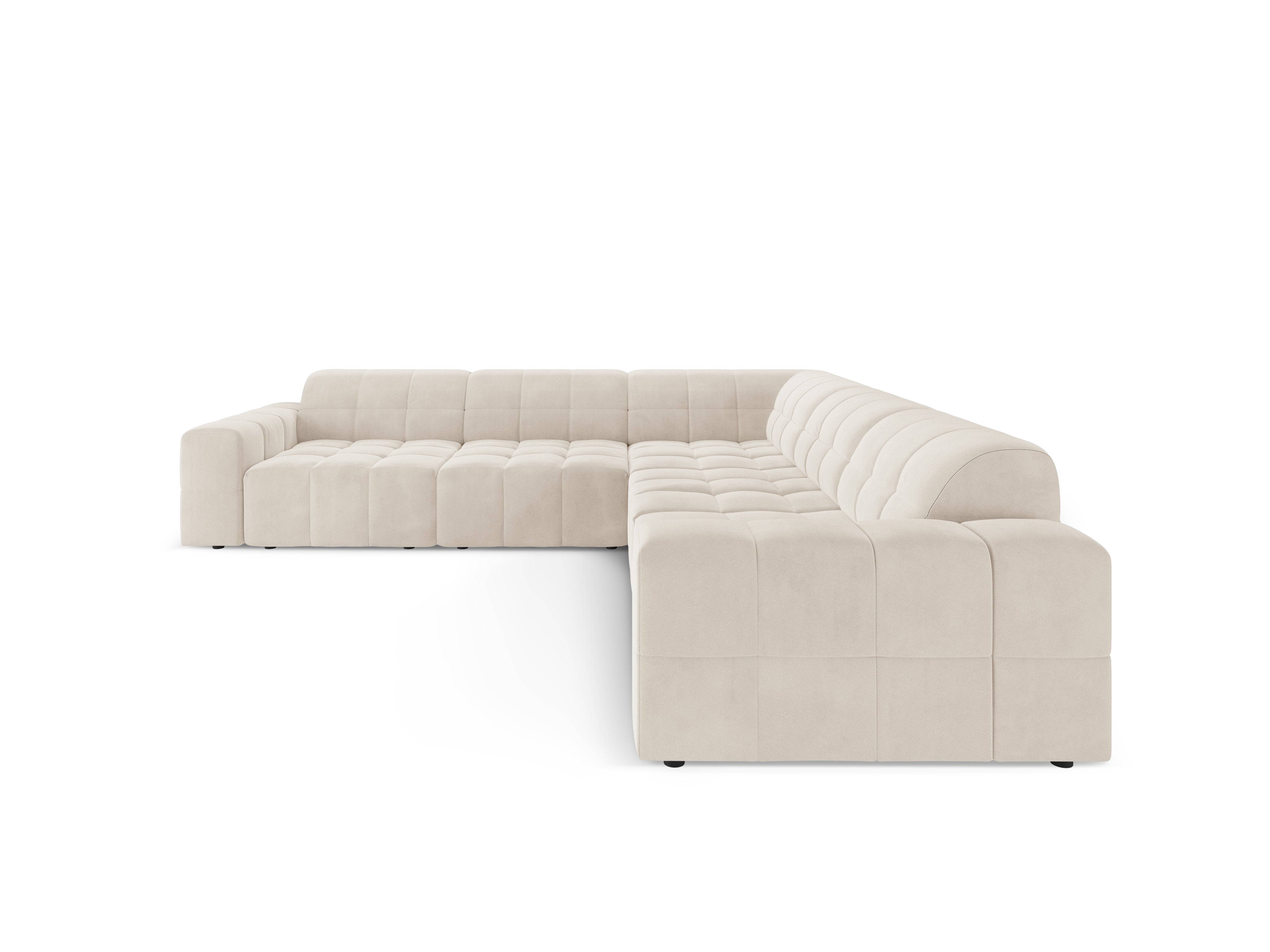 Symmetrical Velvet Corner Sofa CHICAGO Light Beige
