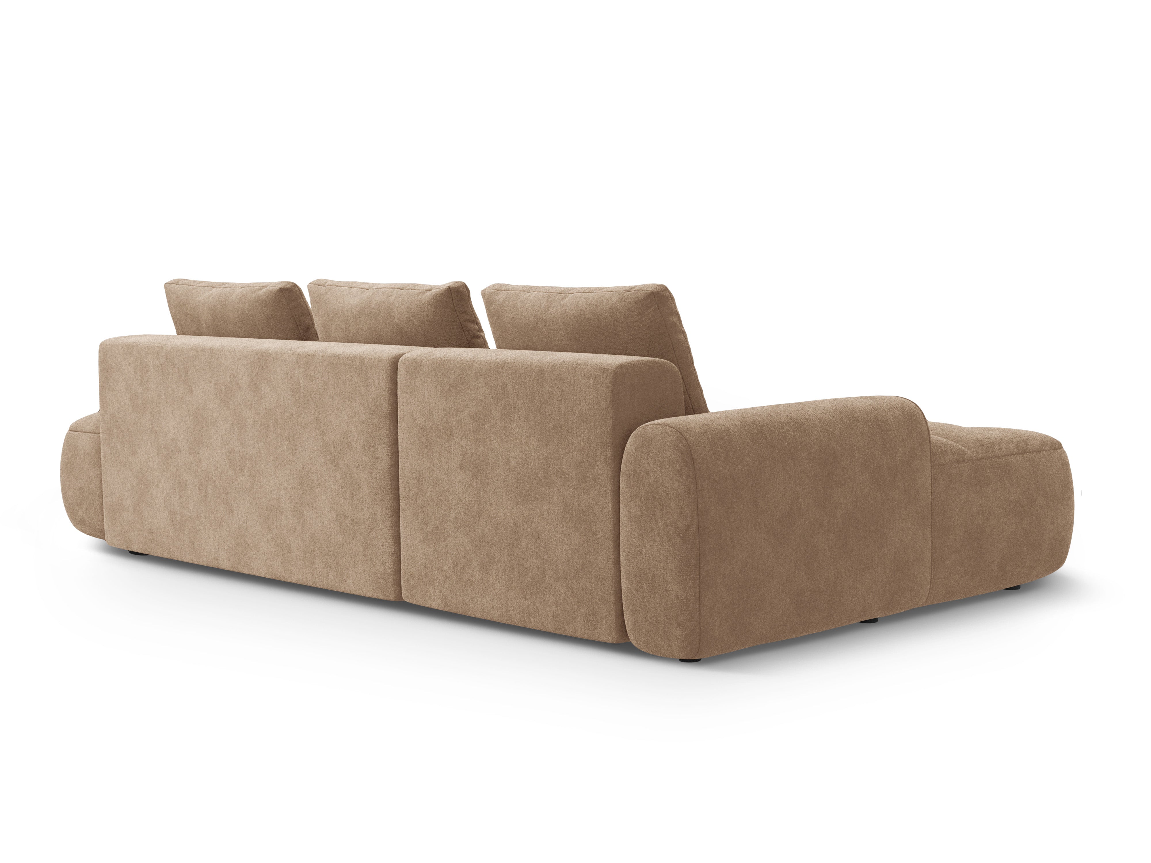 Samt-Ecksofa links mit Schlaffunktion 3-sitzig LINZ dunkelbeige